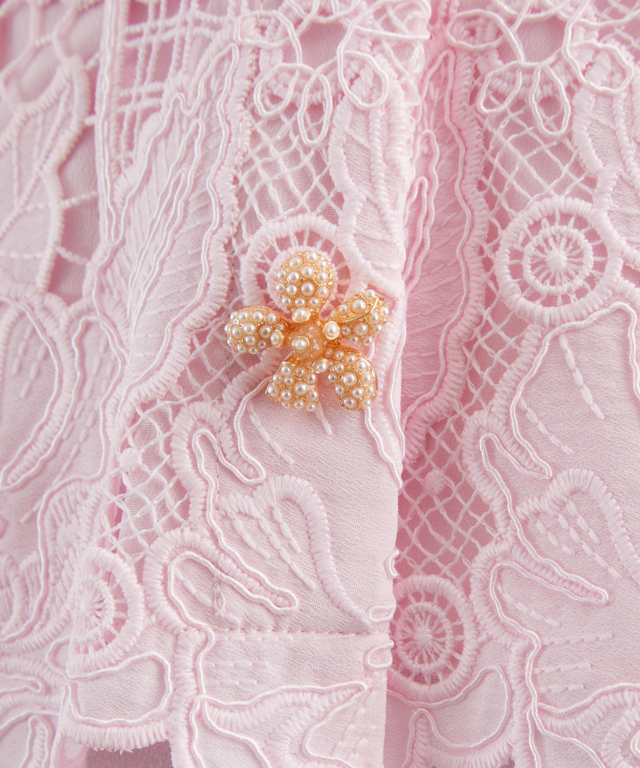 Self-Portrait - Pink Lace Crepe Midi Dress image number 4