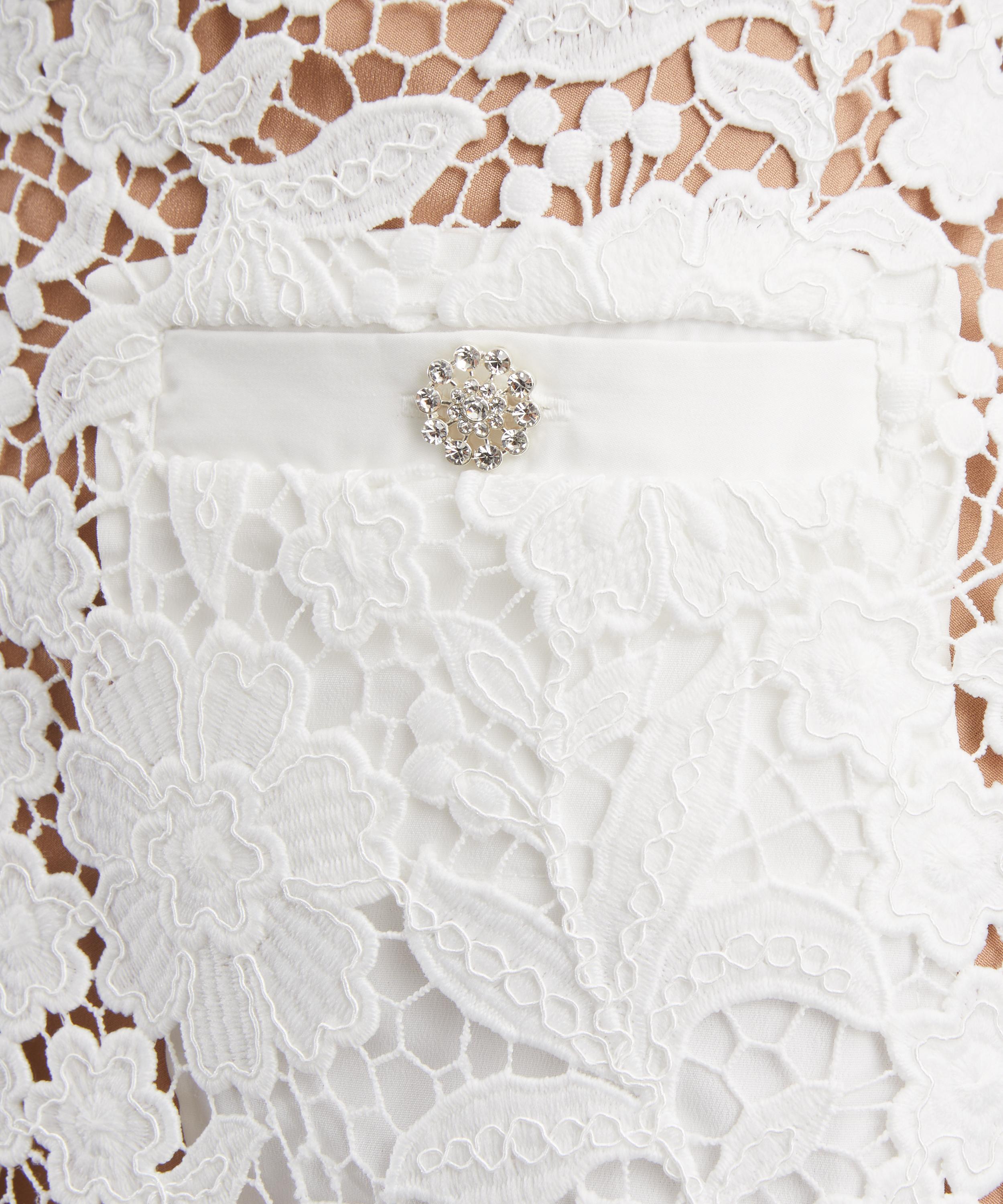 Self-Portrait - White Lace Collared Midi Dress image number 4