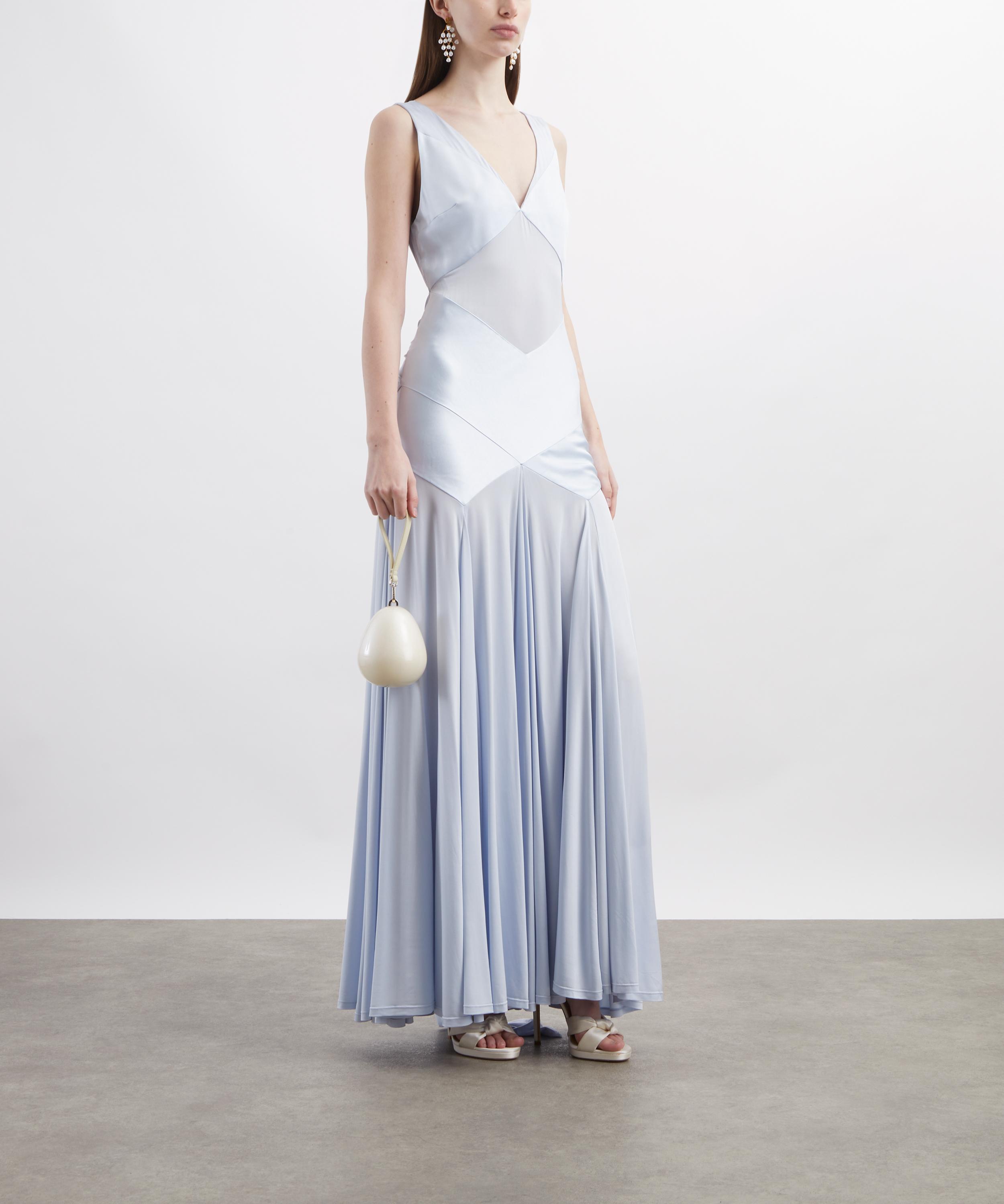 Self-Portrait - Blue Satin Jersey Maxi Dress image number 1