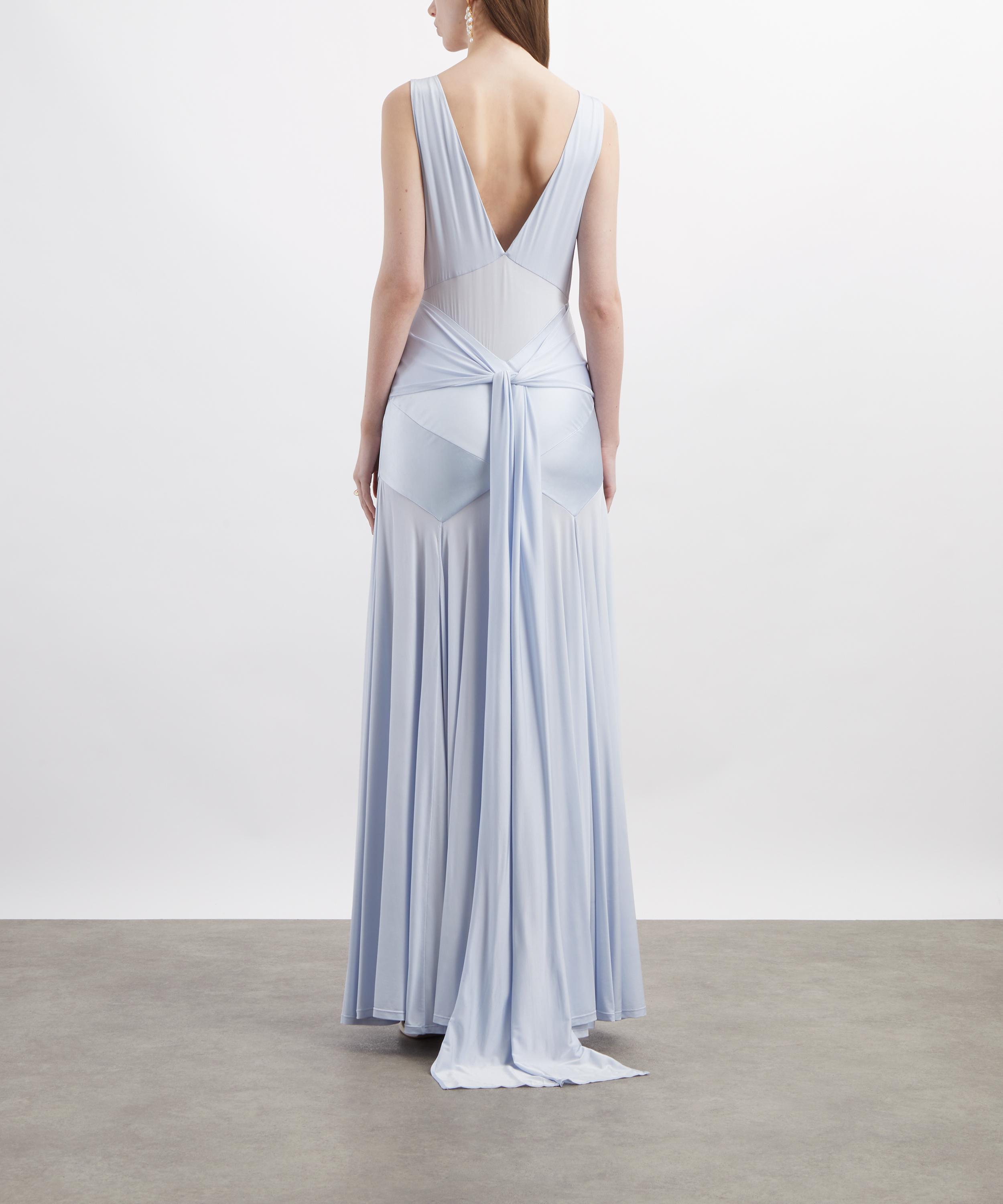 Self-Portrait - Blue Satin Jersey Maxi Dress image number 3