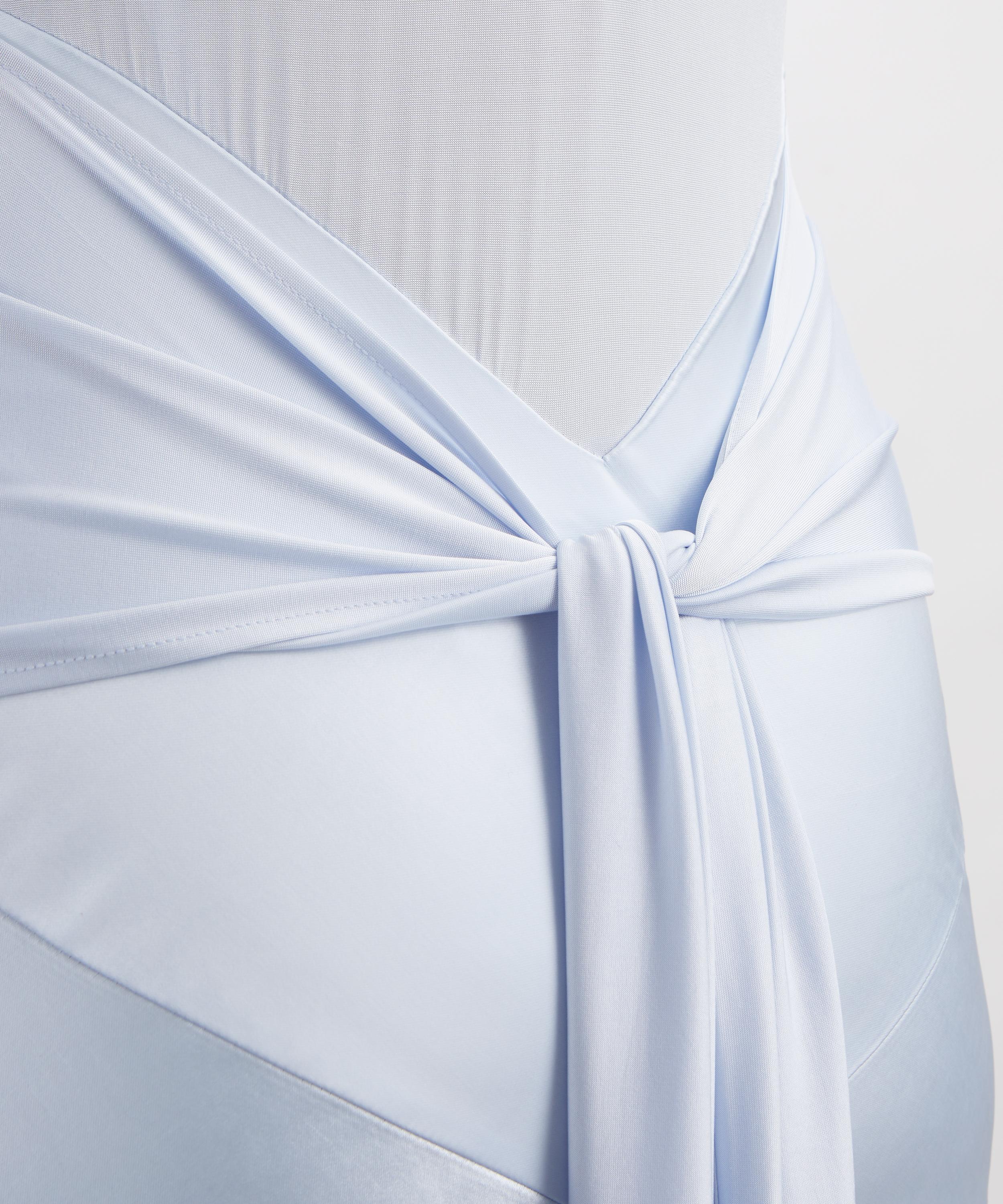 Self-Portrait - Blue Satin Jersey Maxi Dress image number 4