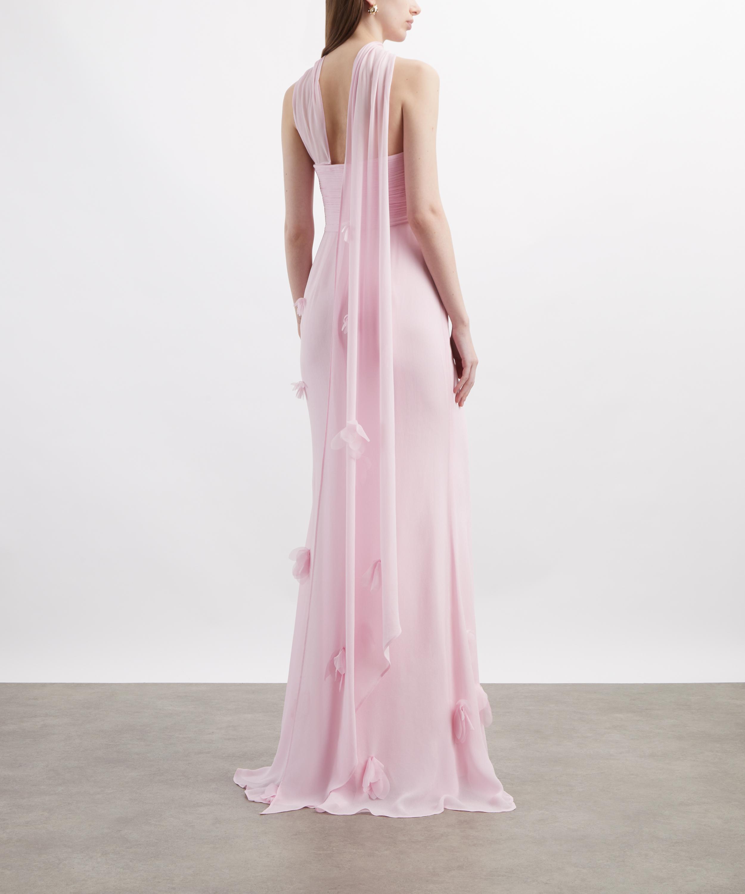 Self-Portrait - Pink Georgette Scarf Maxi Dress image number 3