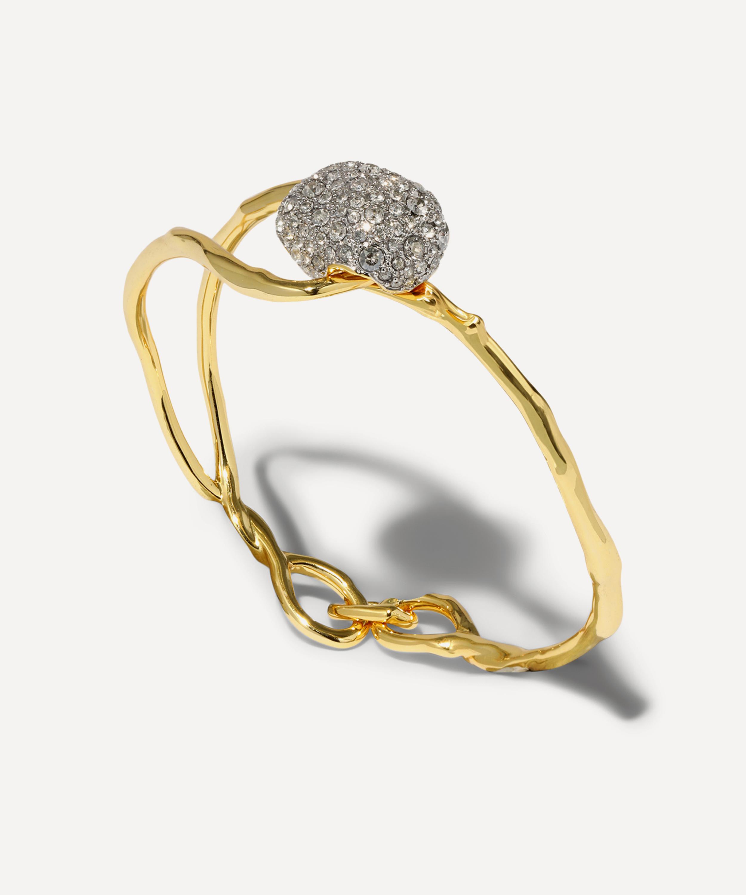 Alexis Bittar - 14ct Gold-Plated Solanales Crystal Pebble Clasp Cuff Bracelet image number 2