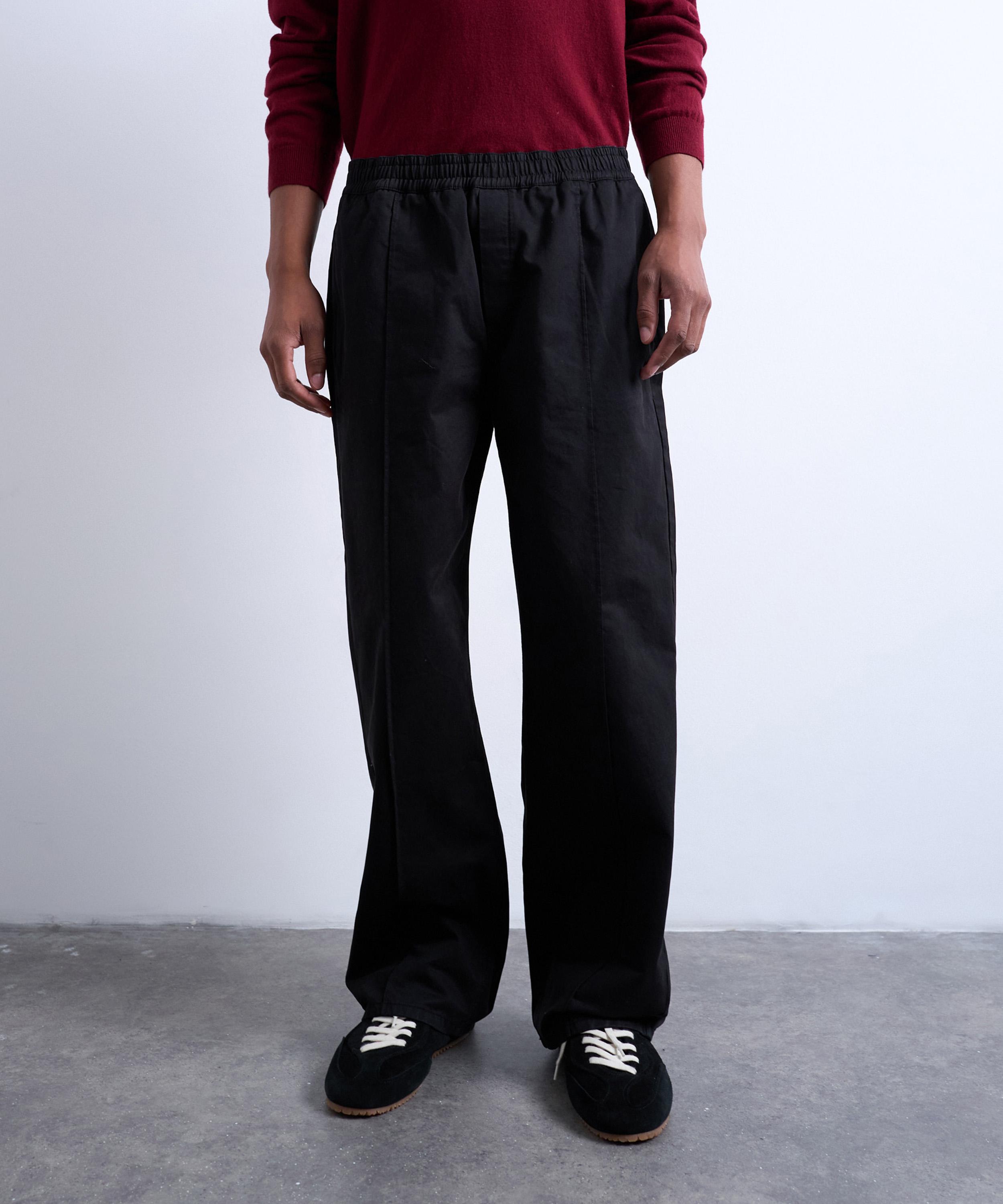 TOPMAN - Black Baggy Twill Pintuck Trousers