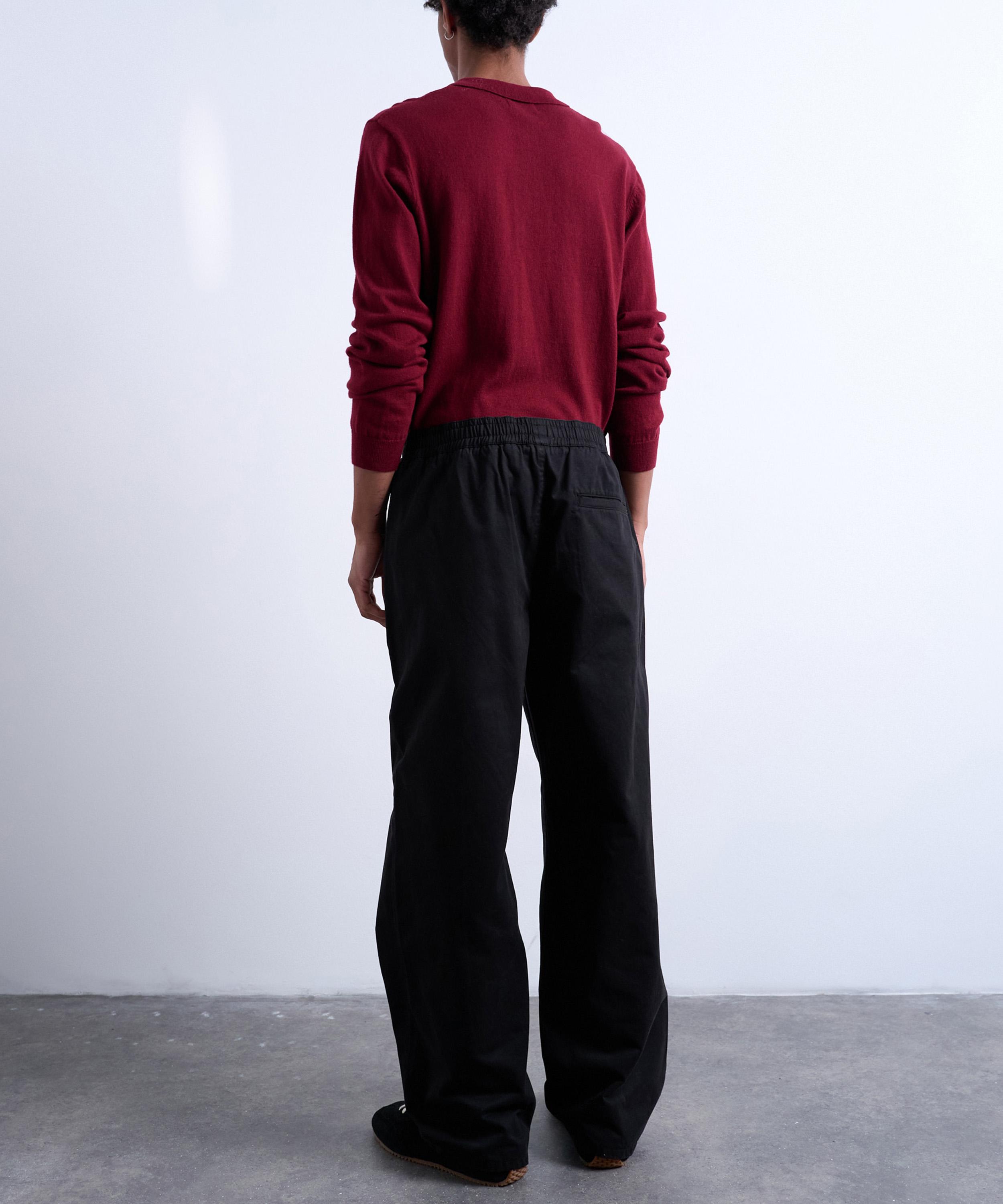 TOPMAN - Black Baggy Twill Pintuck Trousers image number 1