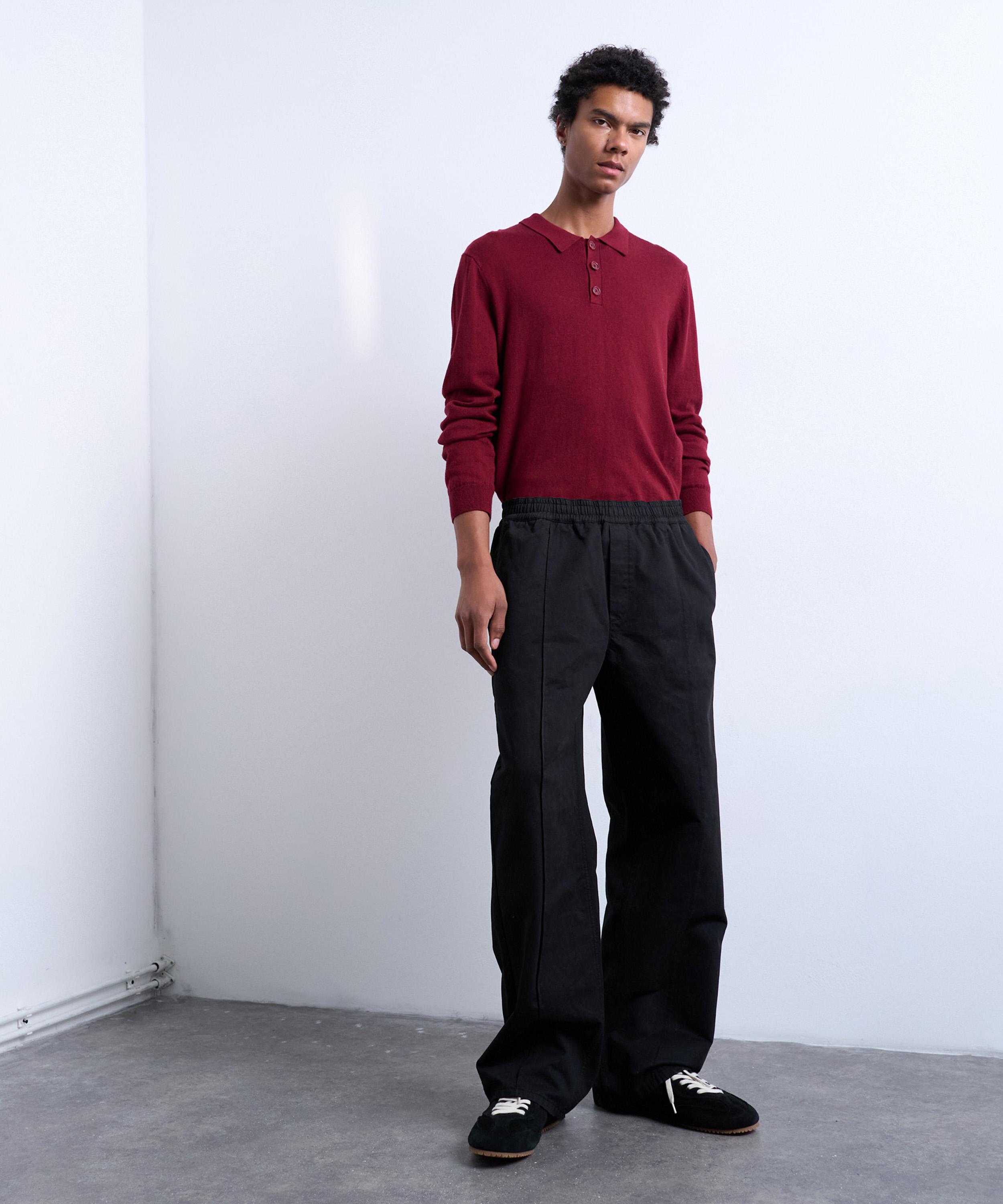 TOPMAN - Black Baggy Twill Pintuck Trousers image number 3