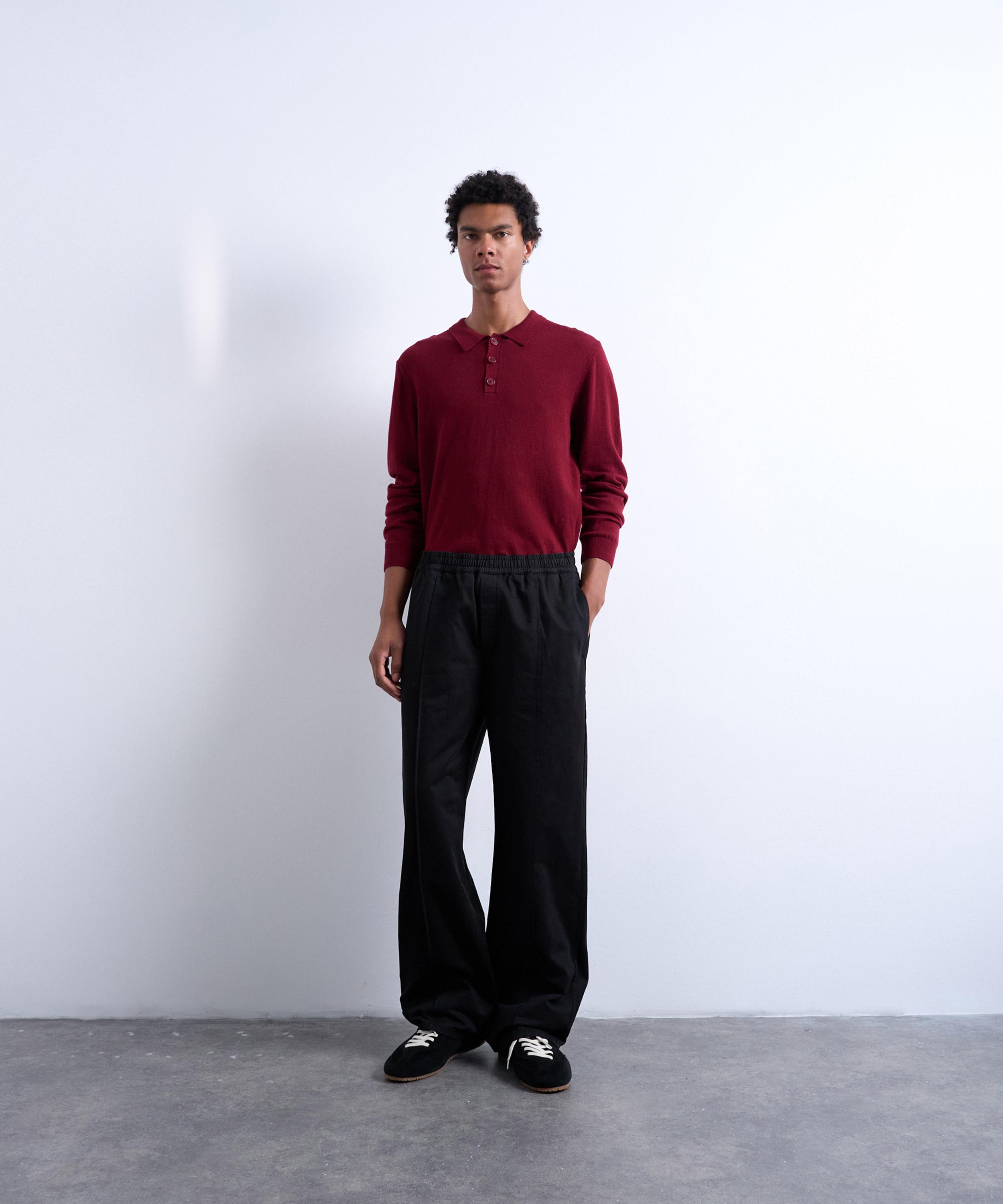TOPMAN - Black Baggy Twill Pintuck Trousers image number 4