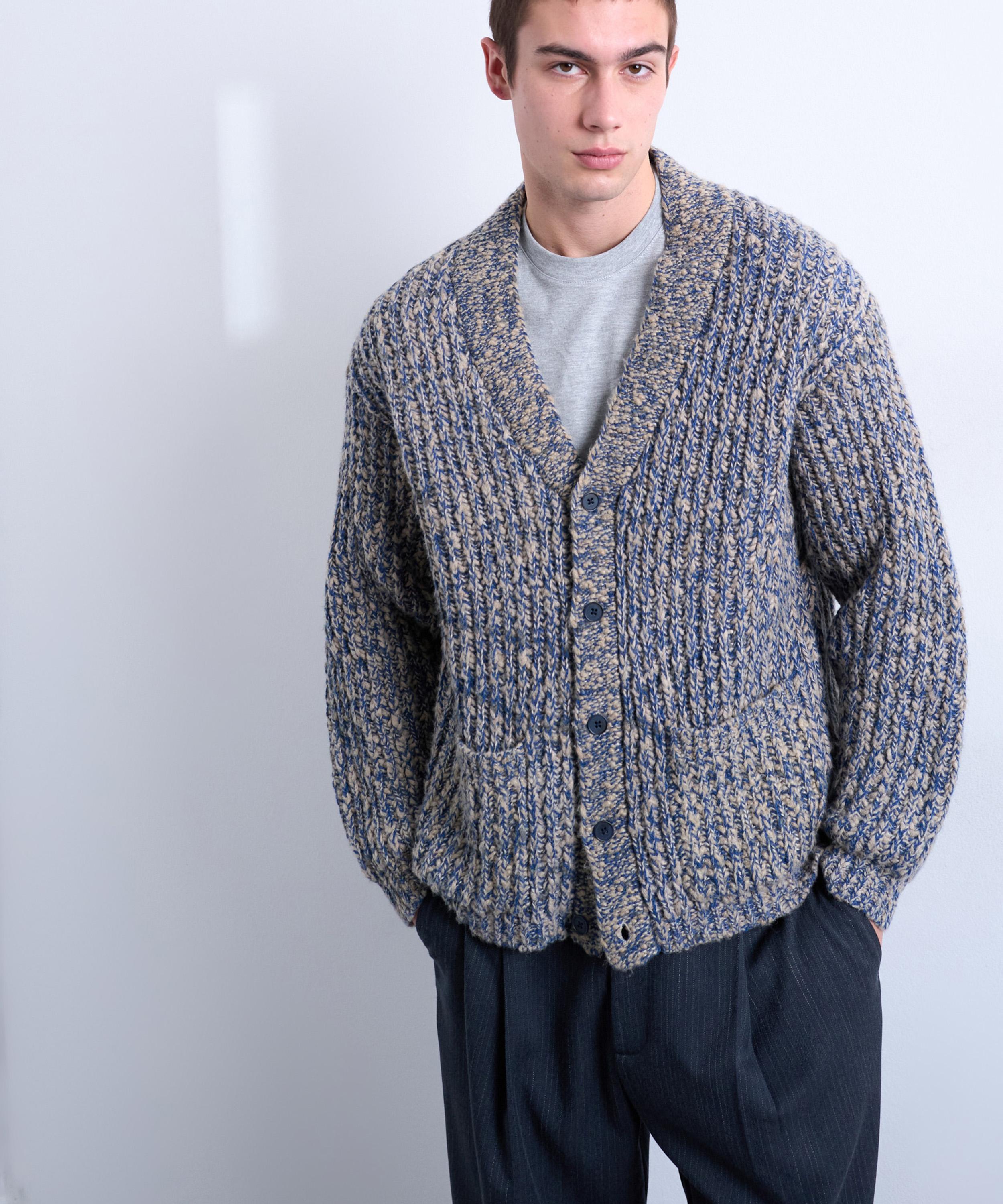 TOPMAN - Navy Relaxed Fit Chunky Twist Cardigan