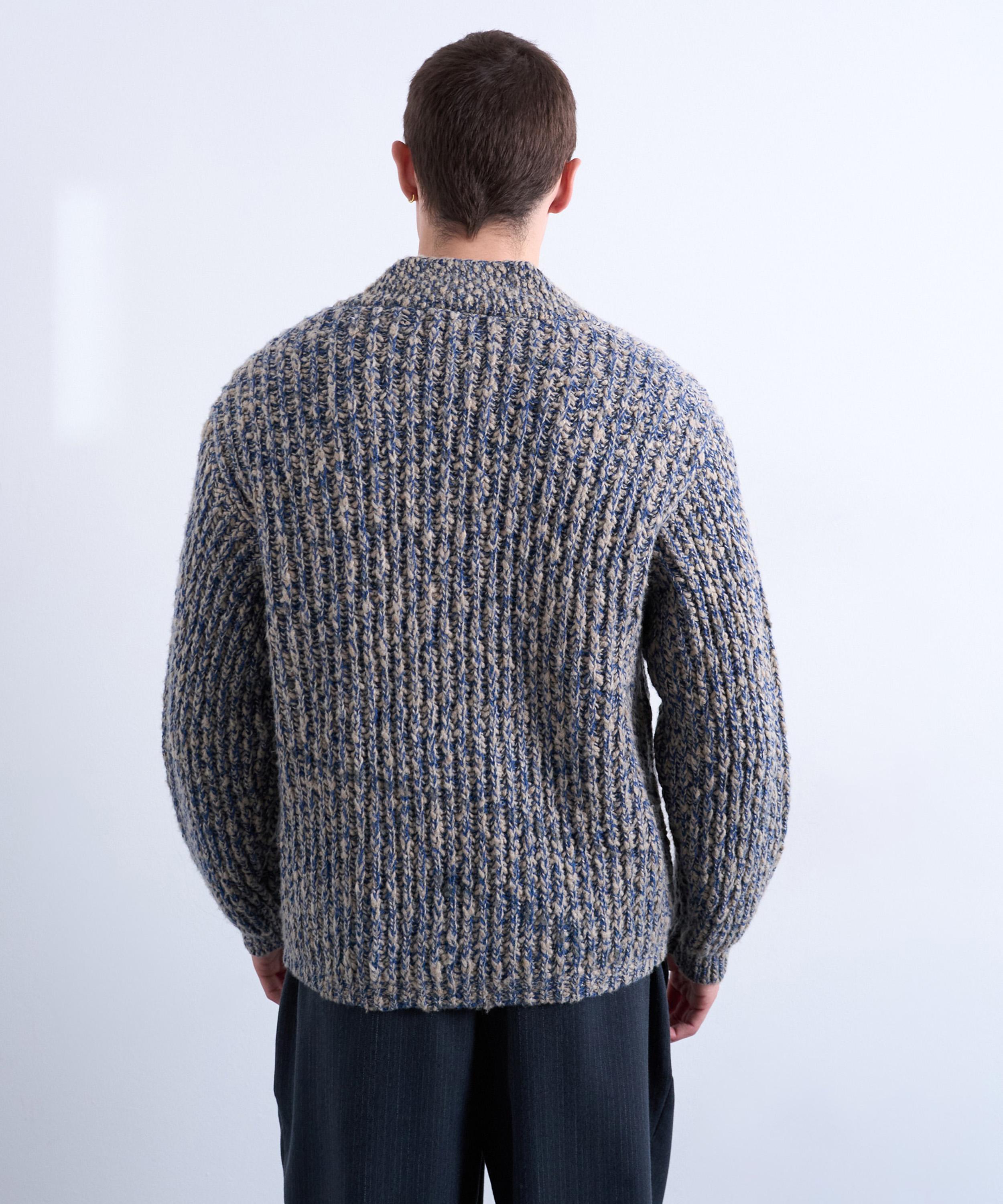 TOPMAN - Navy Relaxed Fit Chunky Twist Cardigan image number 1