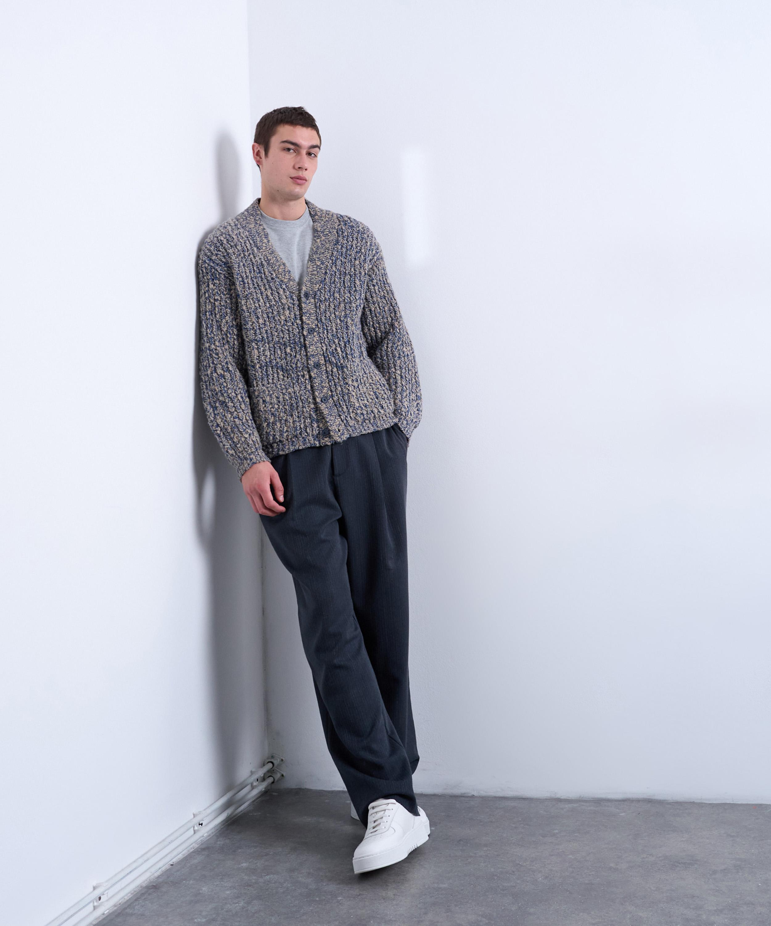 TOPMAN - Navy Relaxed Fit Chunky Twist Cardigan image number 2