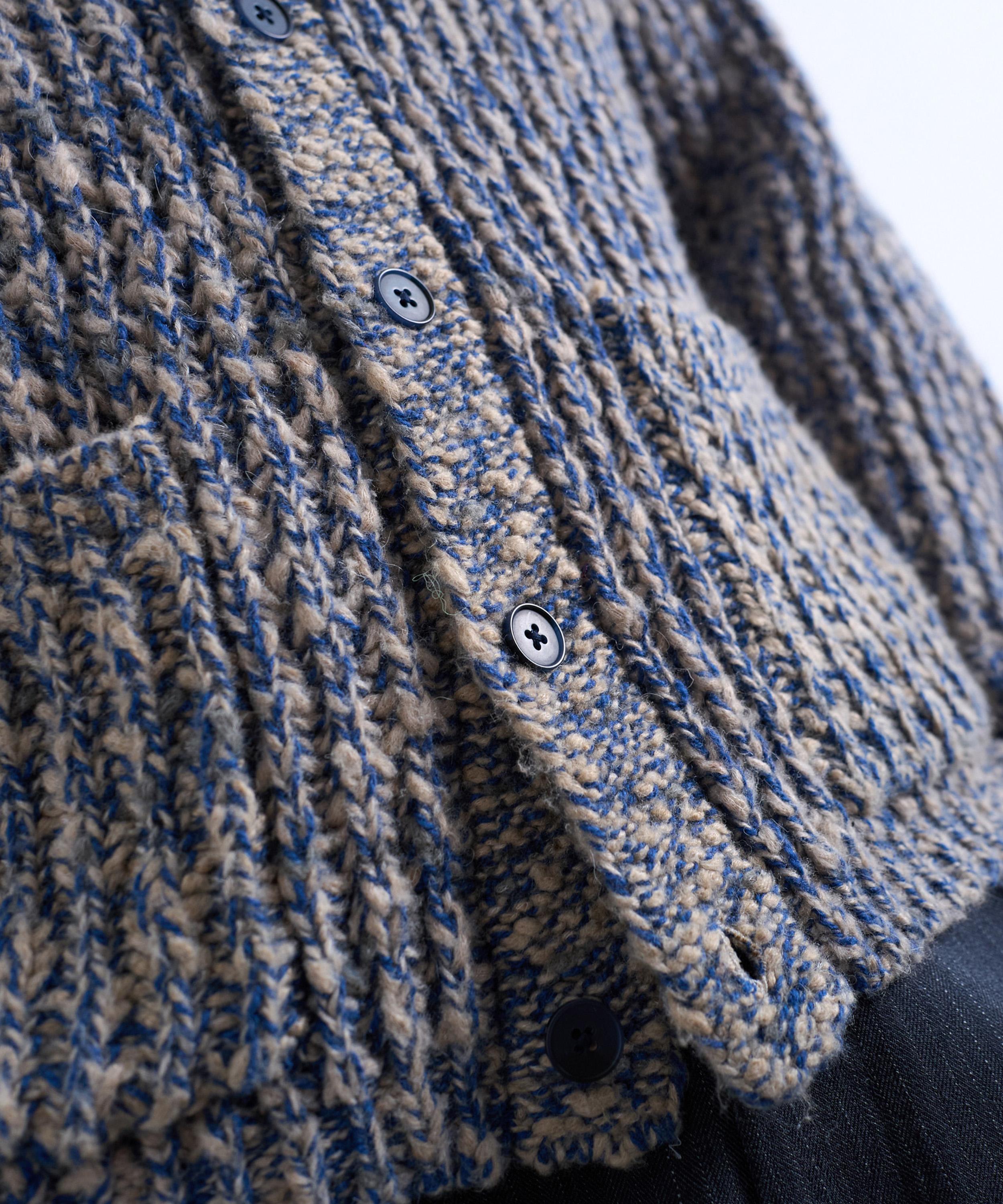 TOPMAN - Navy Relaxed Fit Chunky Twist Cardigan image number 4