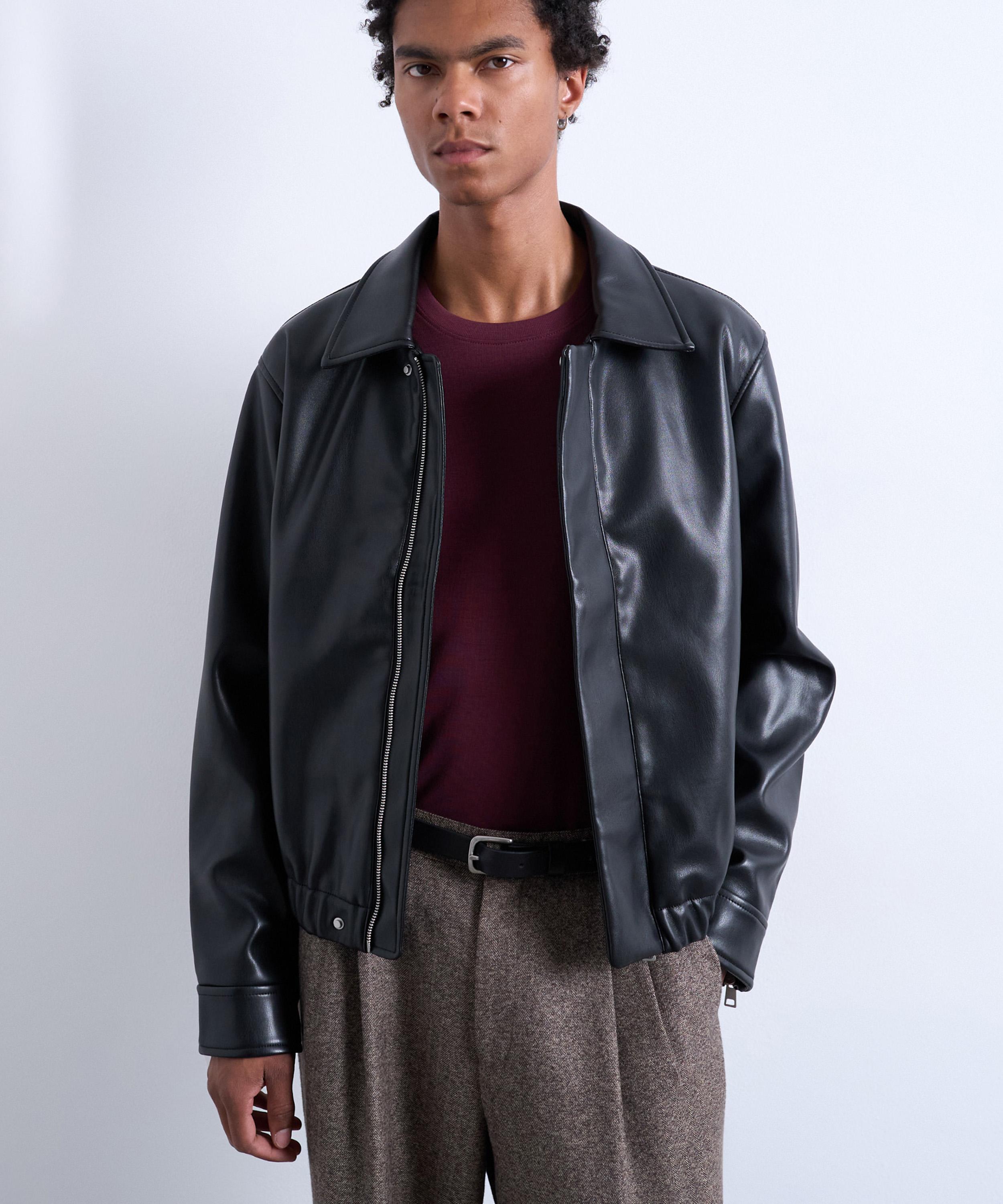 TOPMAN - Black Soft Faux Leather Jacket