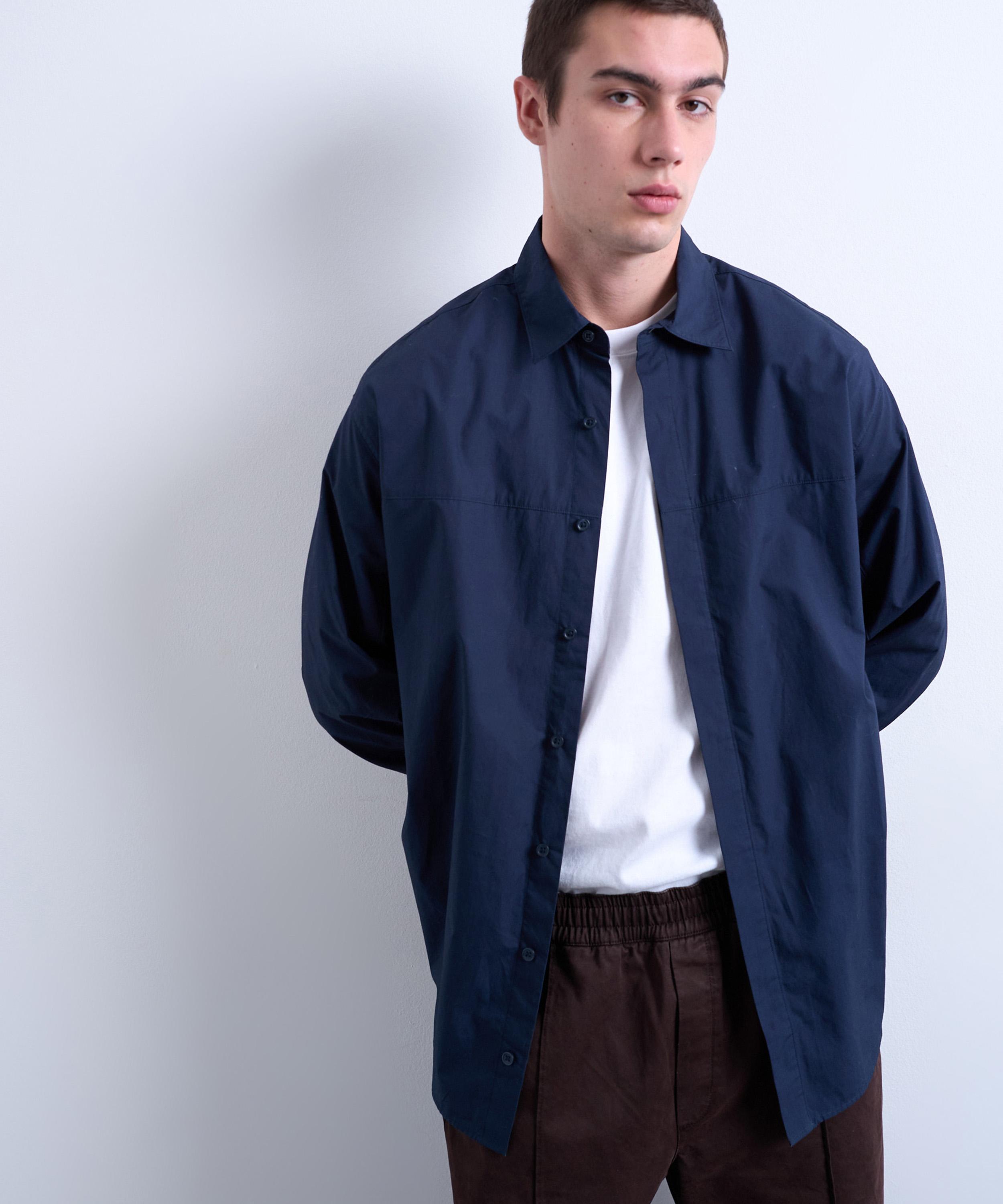 TOPMAN - Navy Oversized Fit Formal Shirt
