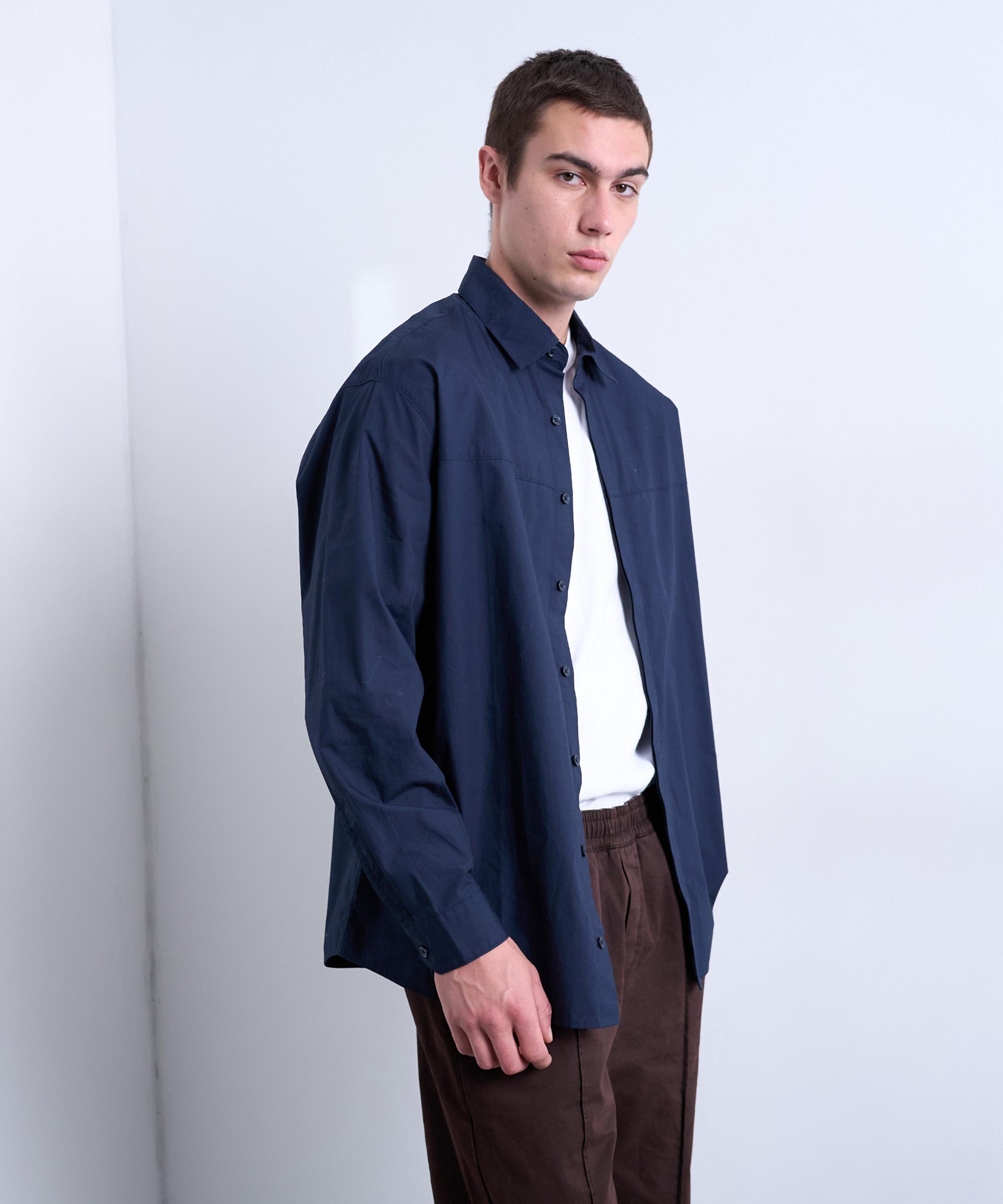 TOPMAN - Navy Oversized Fit Formal Shirt image number 1
