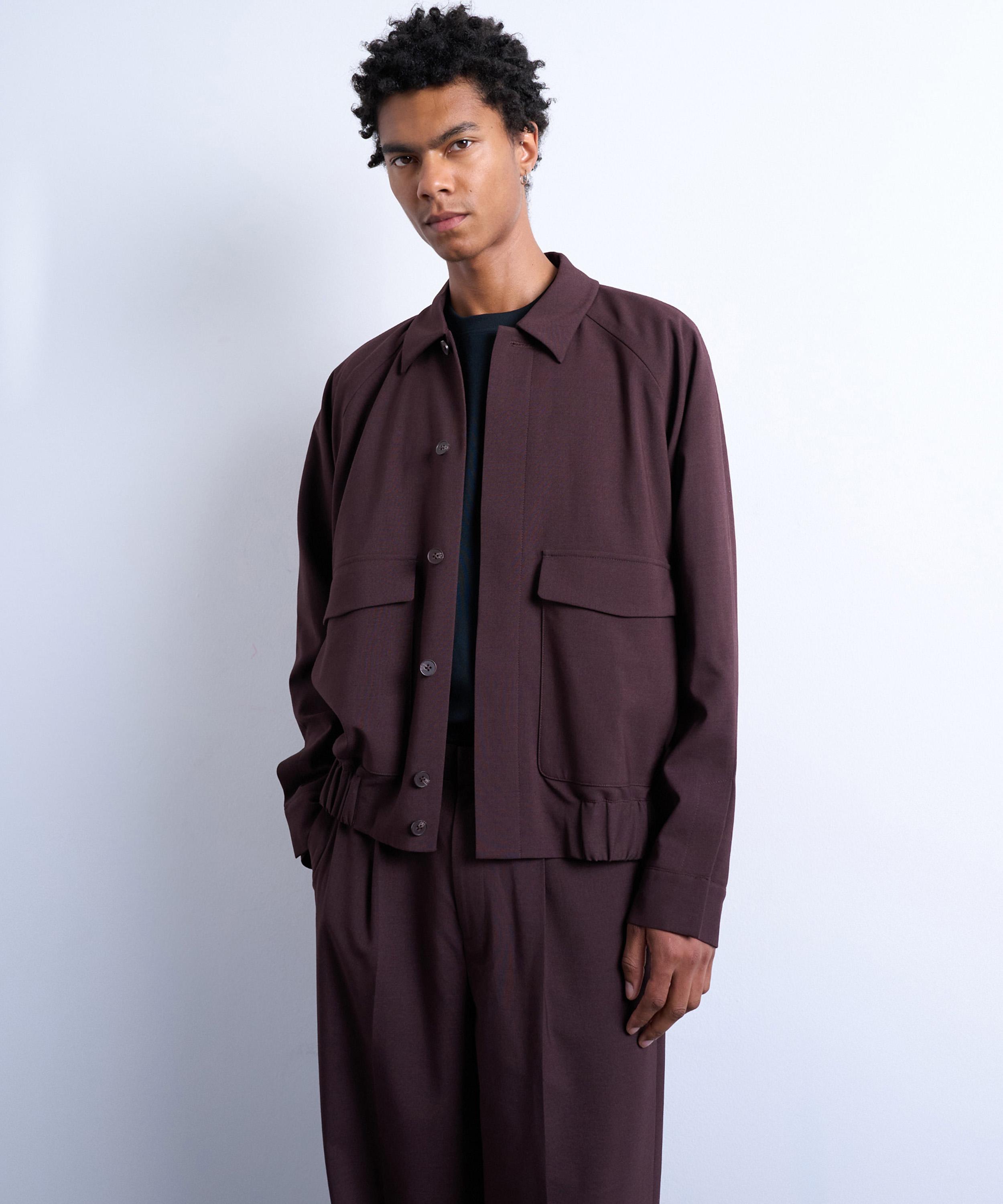 TOPMAN - Burgundy Smart Harrington Jacket