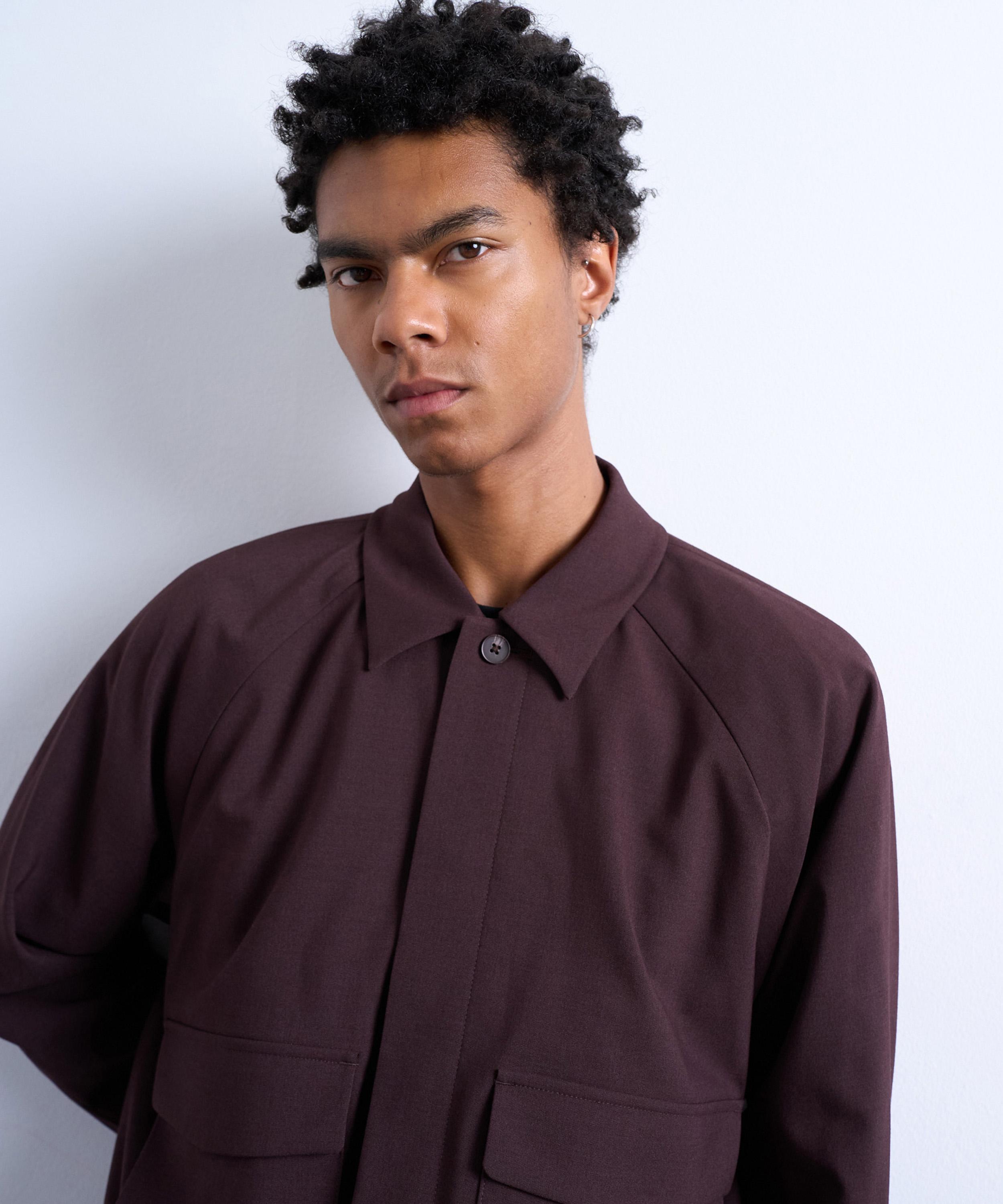 TOPMAN - Burgundy Smart Harrington Jacket image number 1