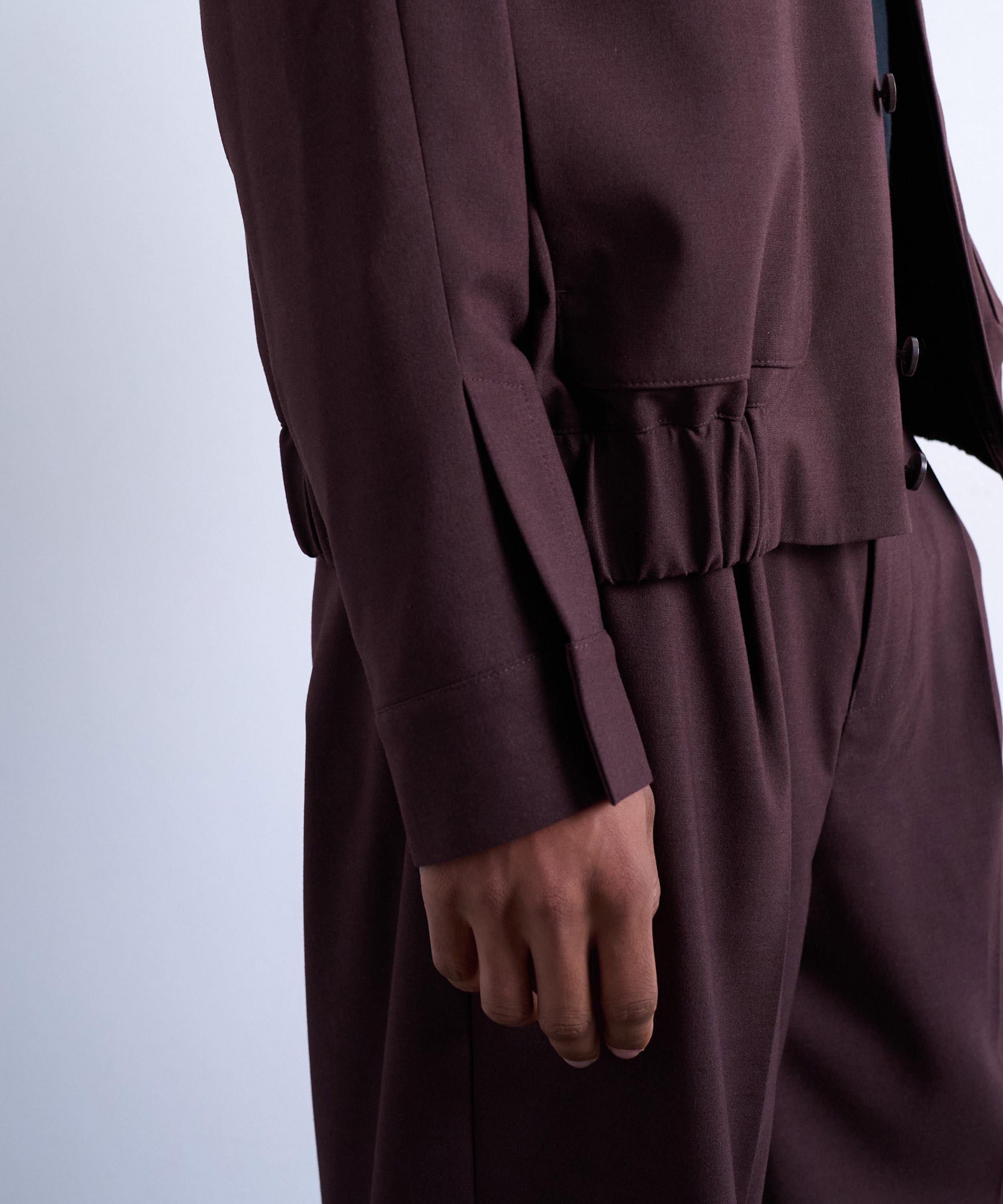 TOPMAN - Burgundy Smart Harrington Jacket image number 3