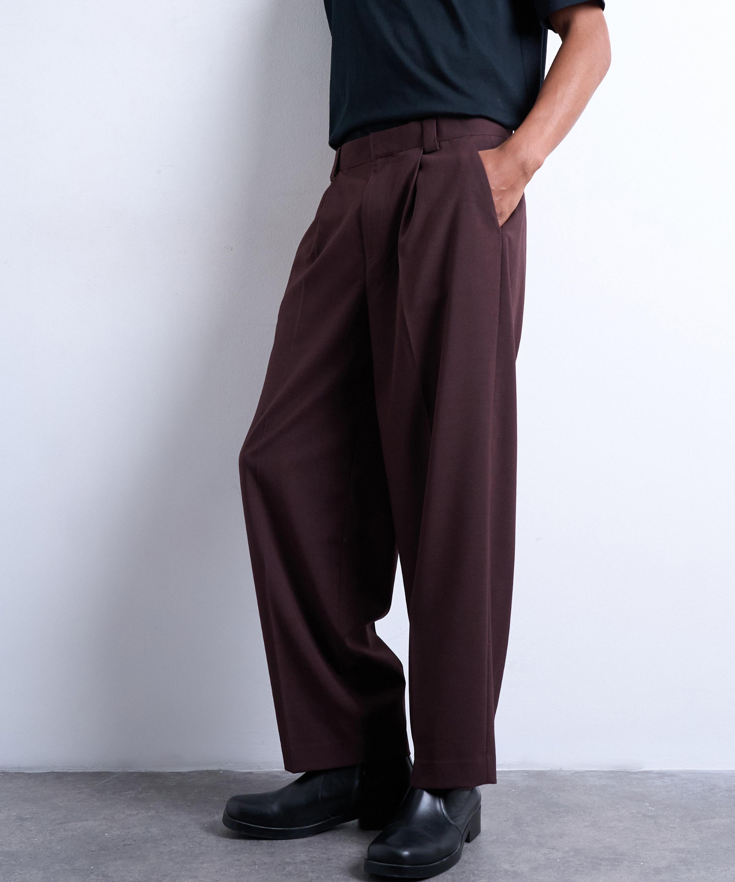 TOPMAN - Burgundy Relaxed Tapered Trousers