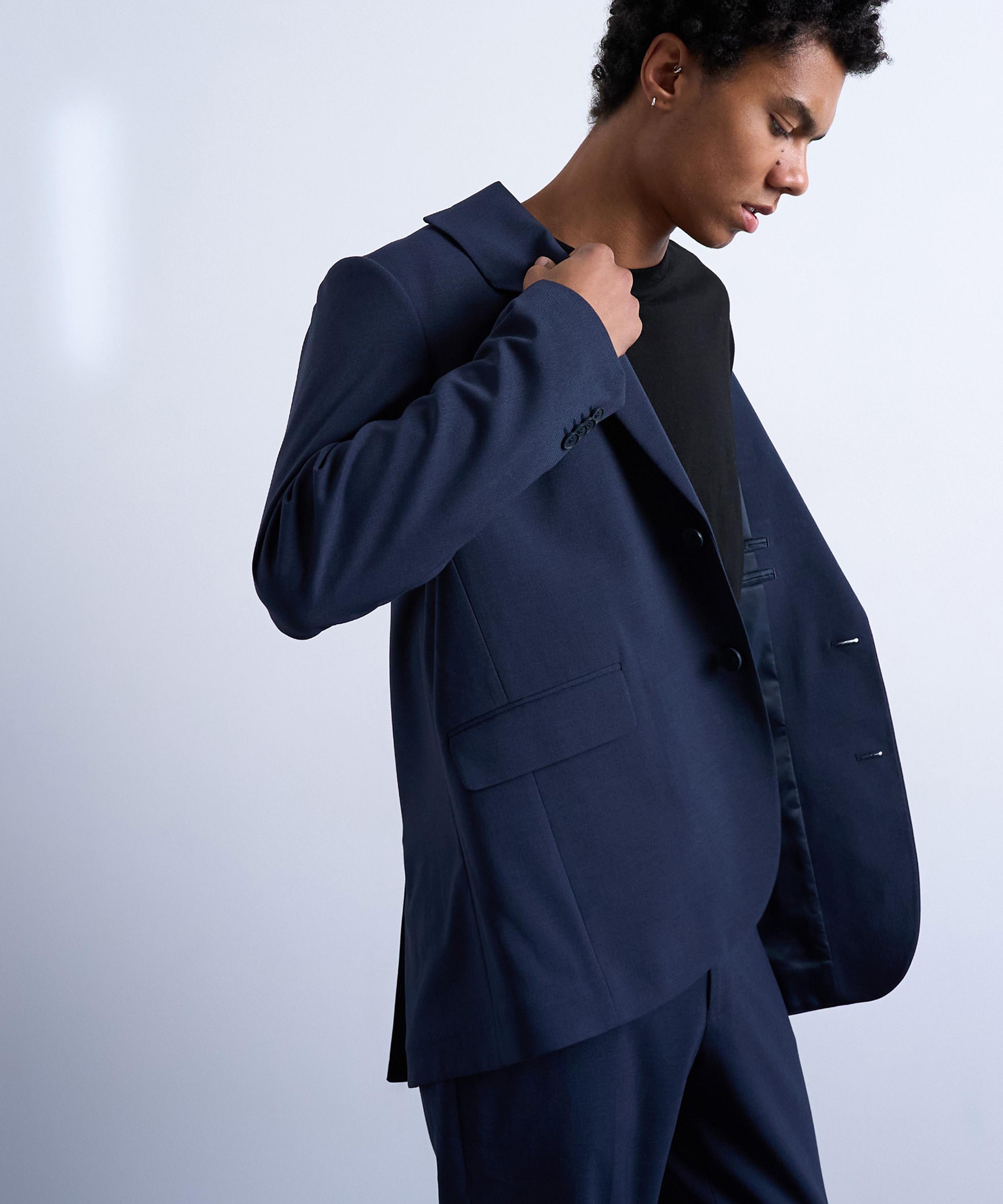 TOPMAN - Navy Wool-Touch Suit Jacket image number 2