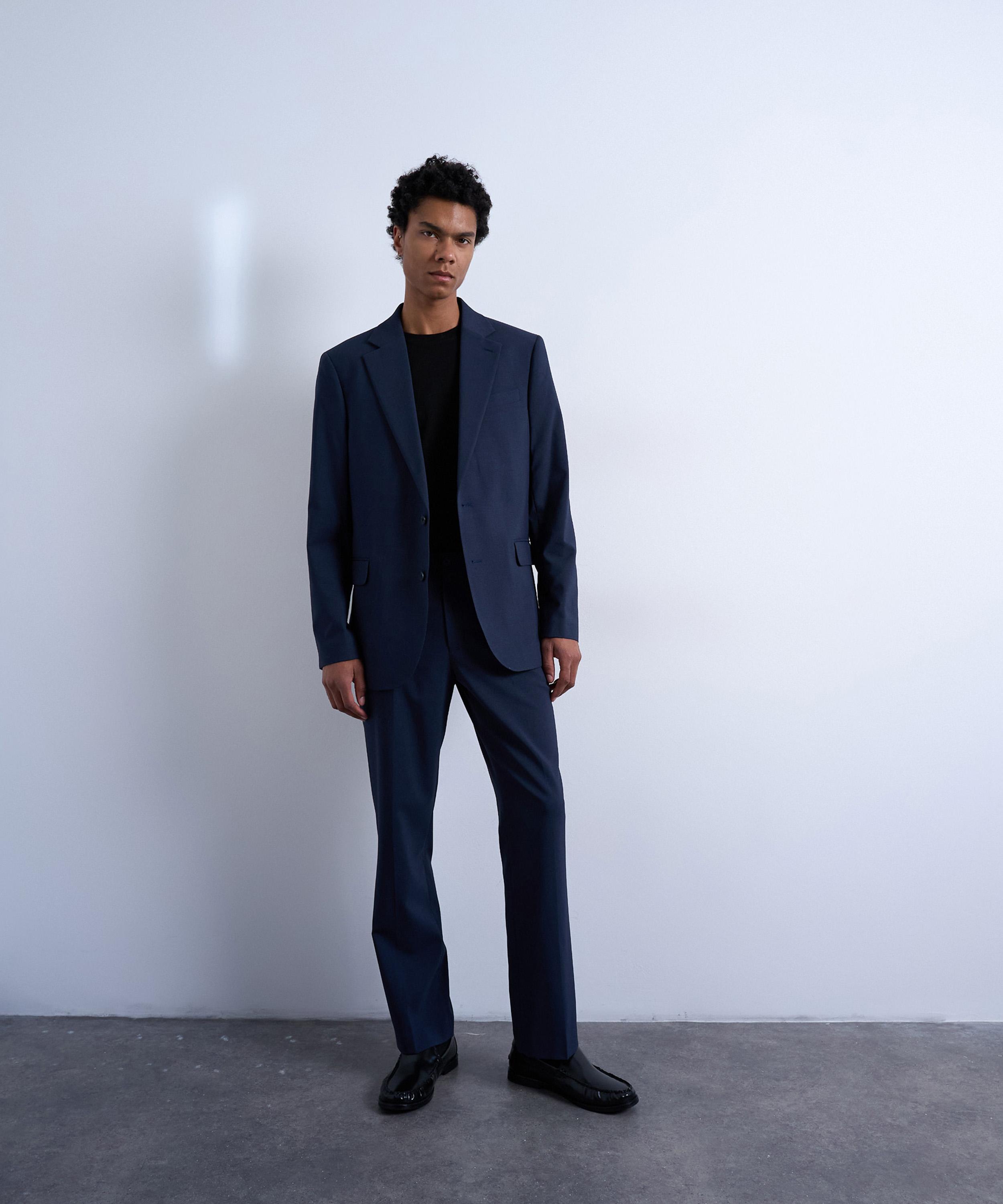 TOPMAN - Navy Wool-Touch Suit Jacket image number 4