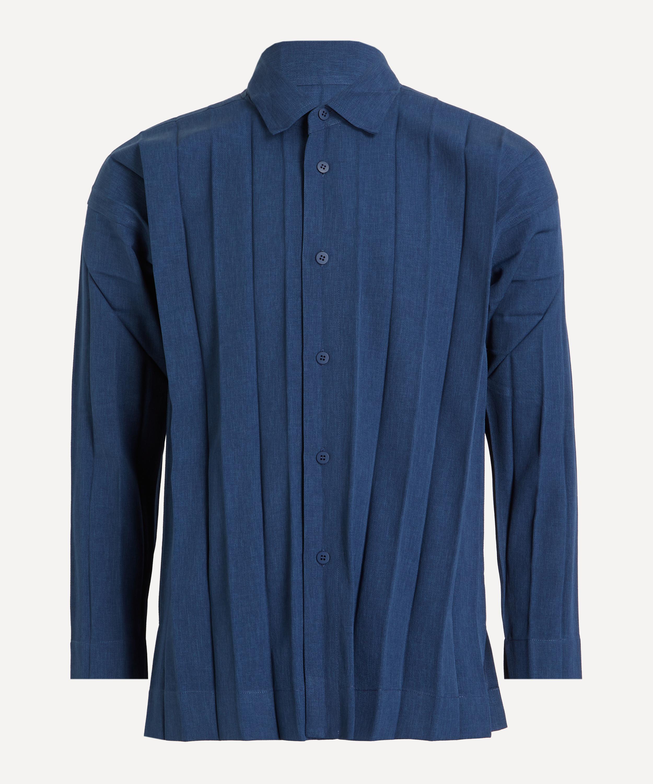 HOMME PLISS&Eacute; ISSEY MIYAKE - EDGE ENSEMBLE Navy Pleated Shirt