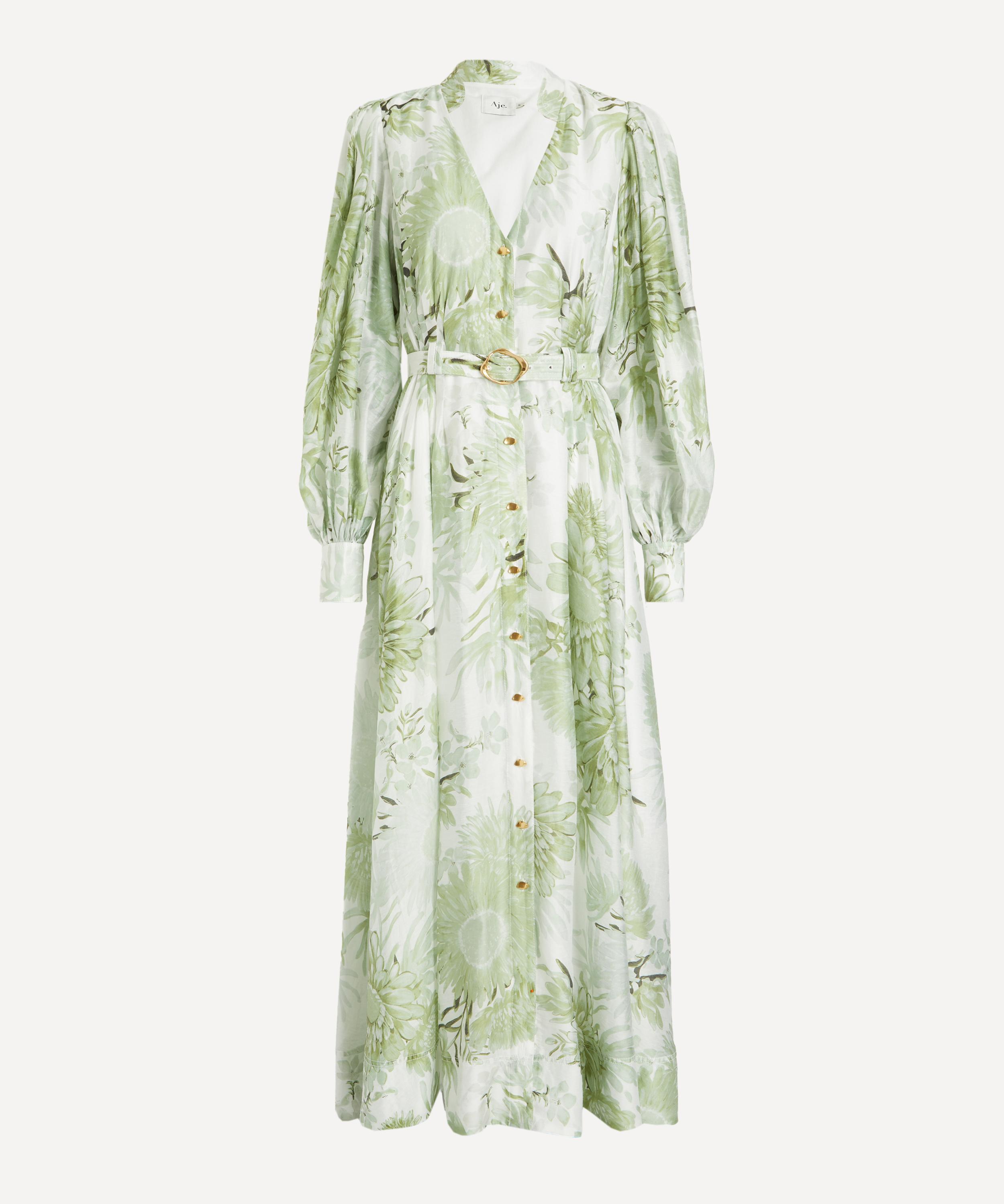 Aje - Reflector Olive Native Flower Shirt Dress