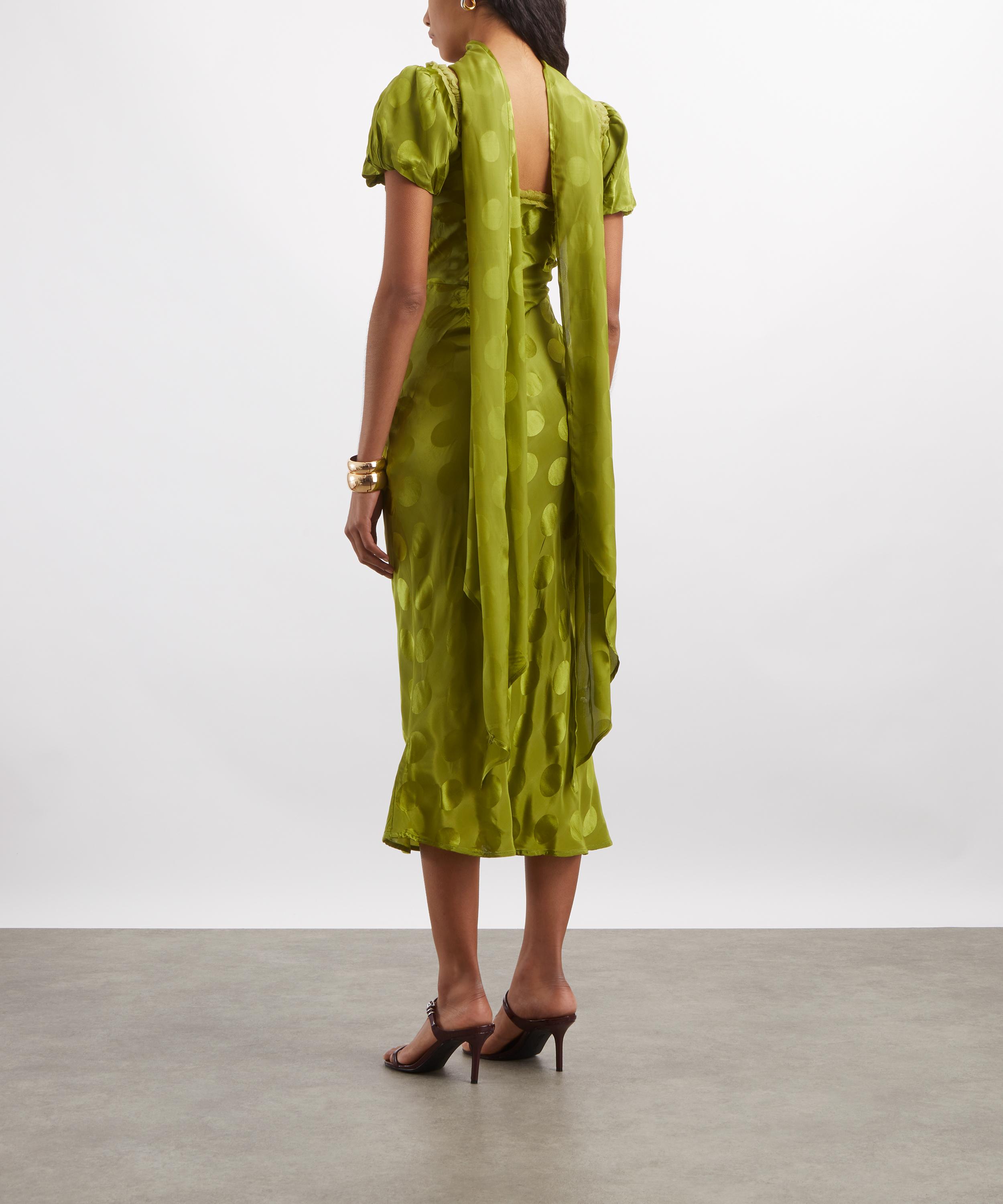 Damson Madder - Aoife Jacquard Green Spot Midi Dress image number 3