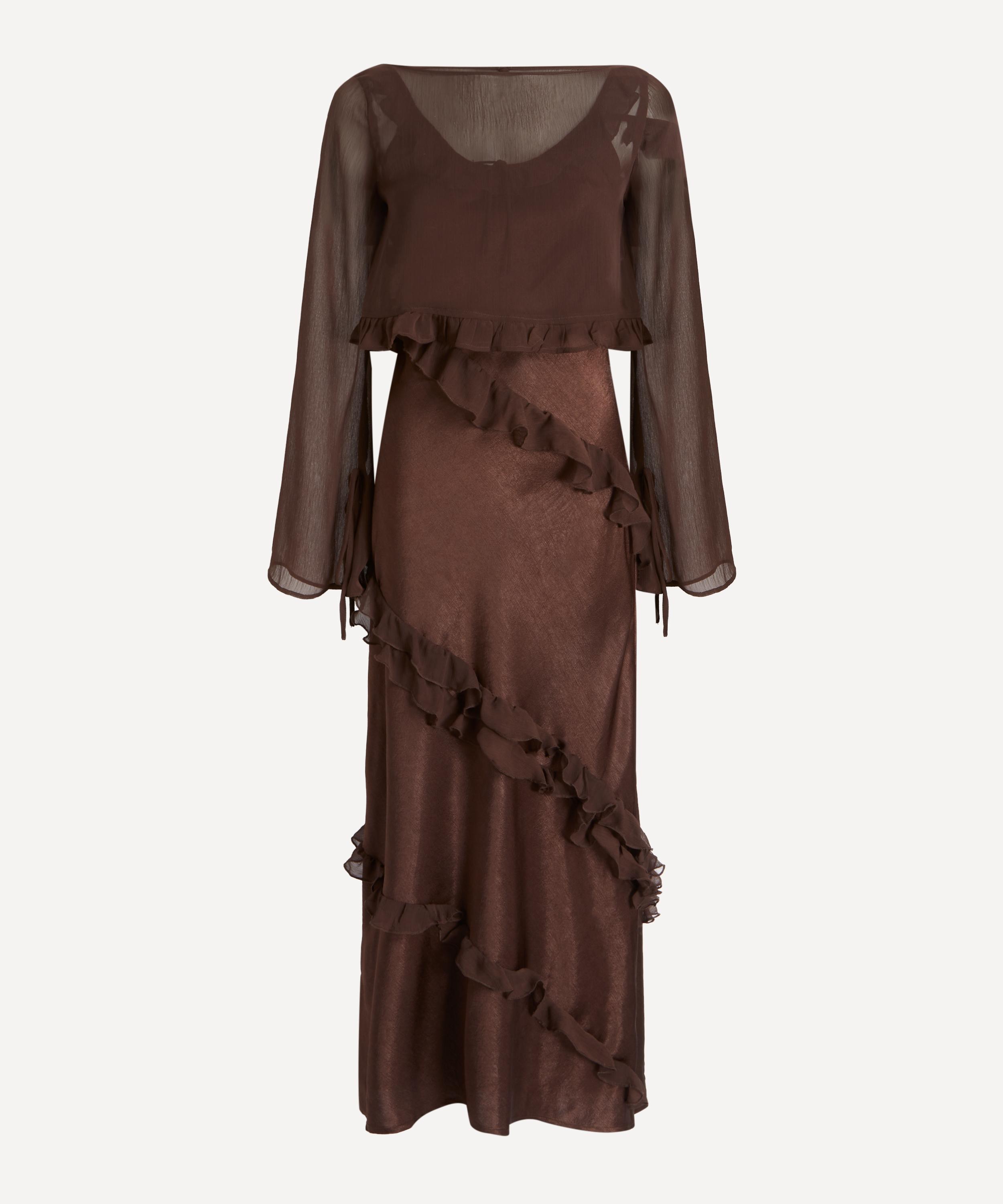 Damson Madder - Carmen Choc Midi Ruffle Dress