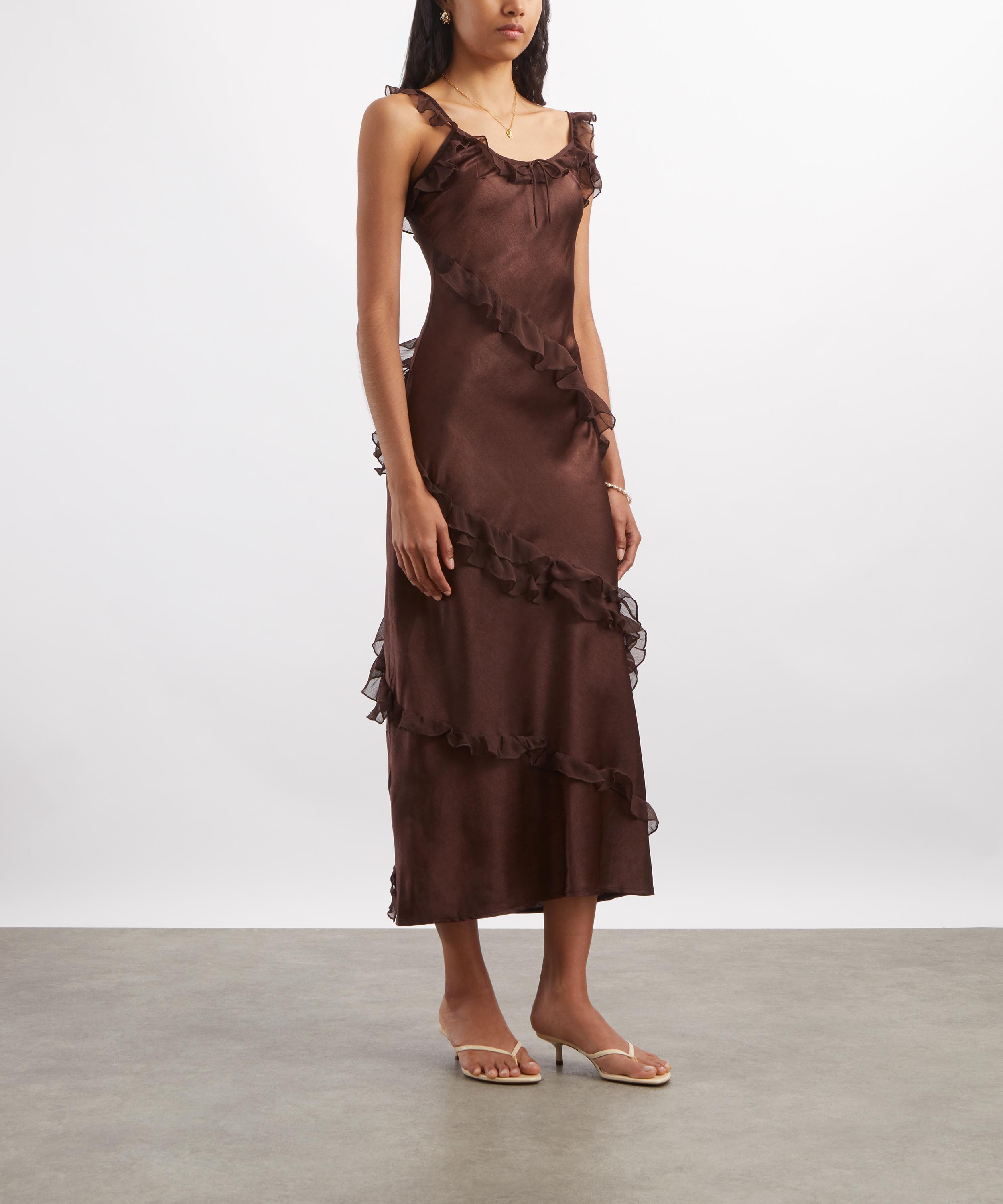 Damson Madder - Carmen Choc Midi Ruffle Dress image number 2