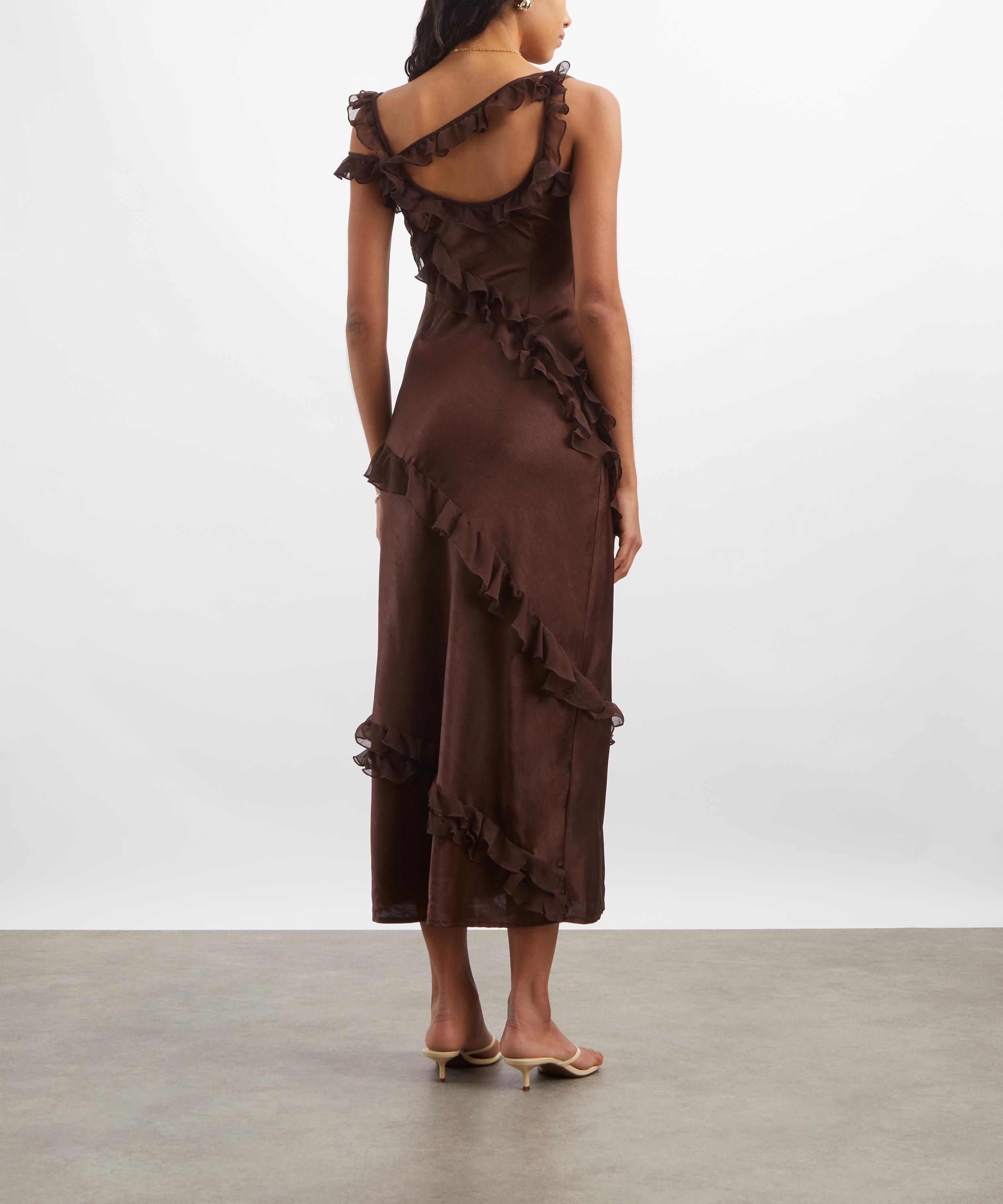 Damson Madder - Carmen Choc Midi Ruffle Dress image number 3