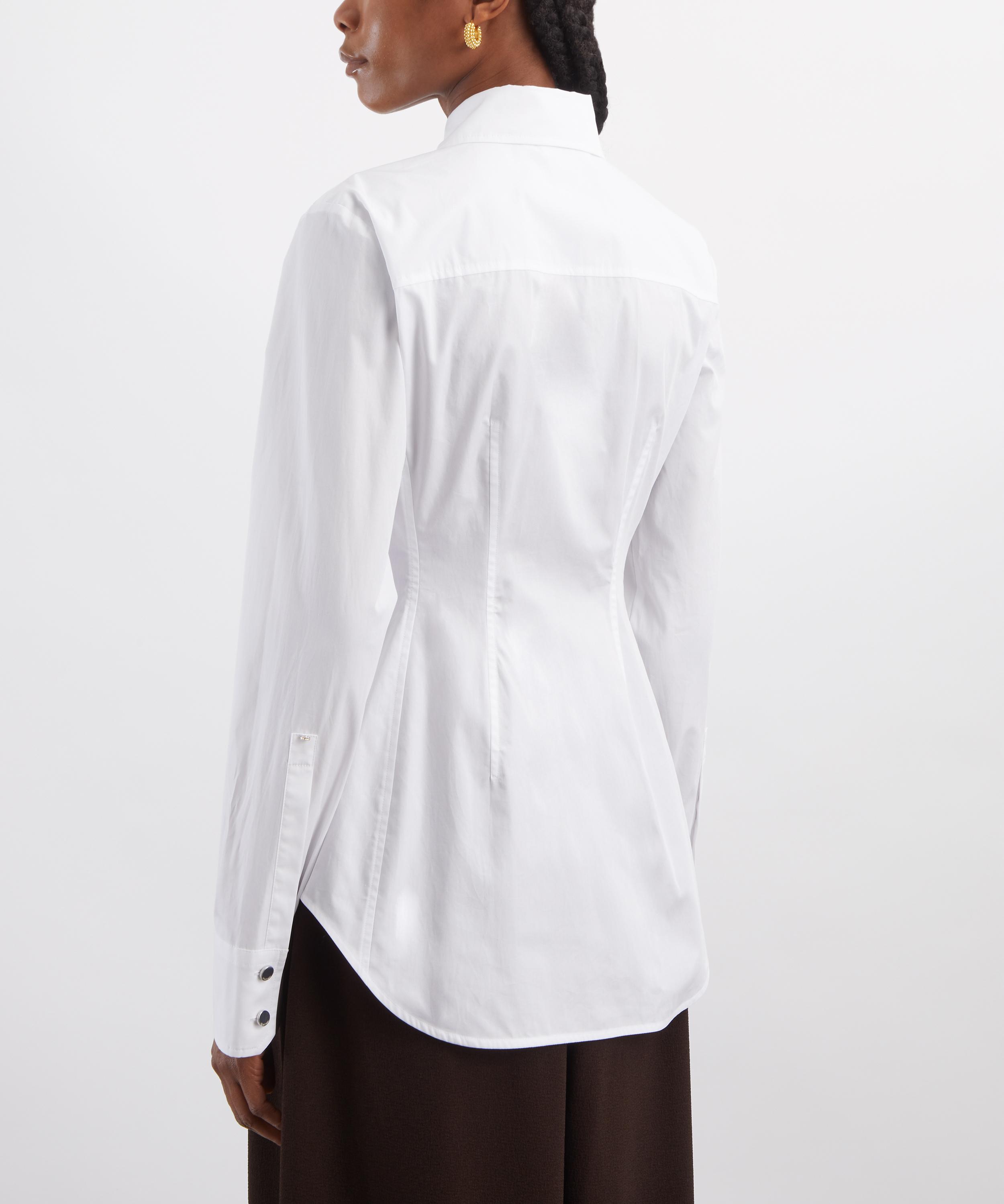 Sportmax - Optical White Slim-Fit Poplin Shirt image number 3