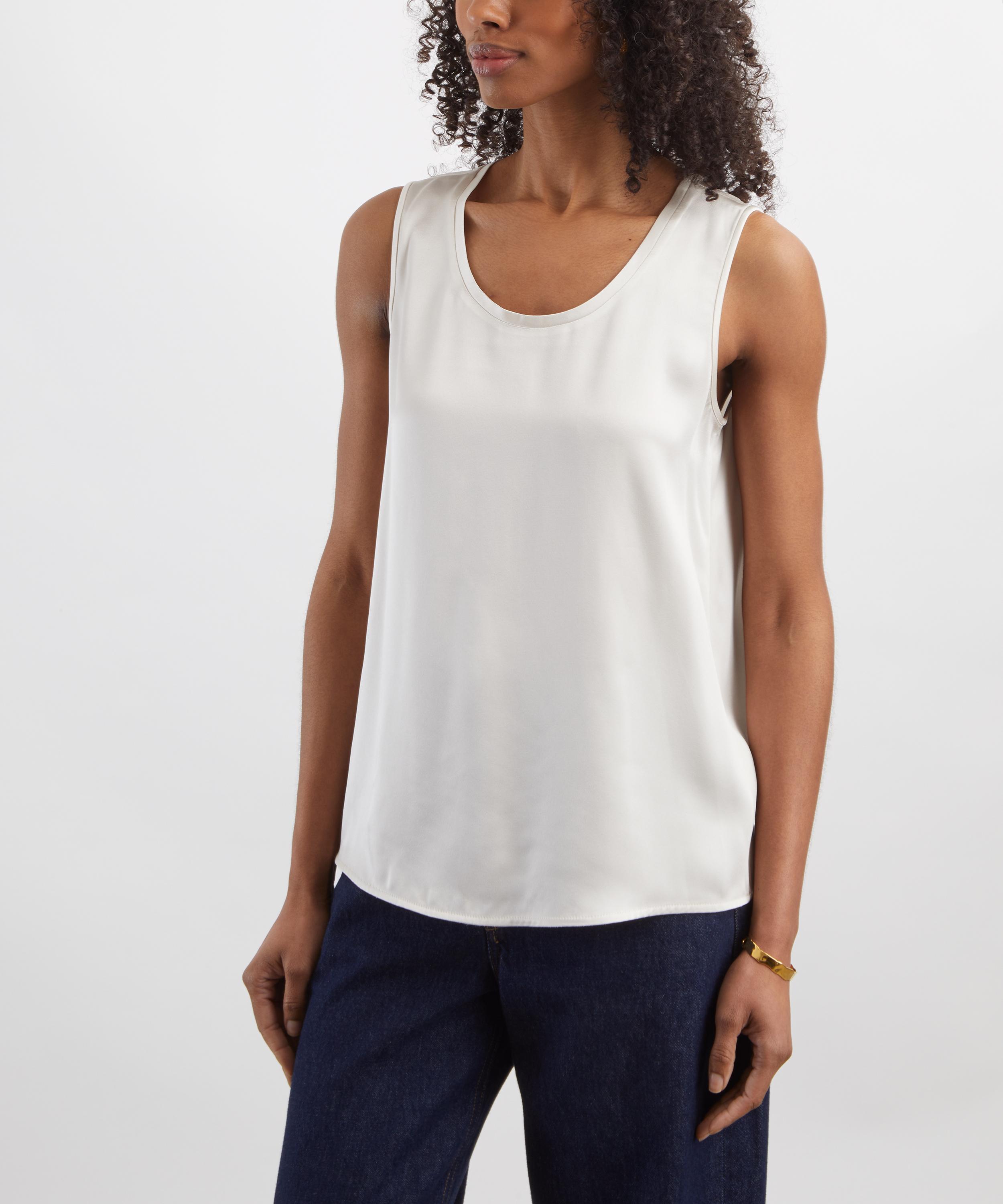 S Max Mara - Estri Ivory Satin Sleeveless Top image number 2