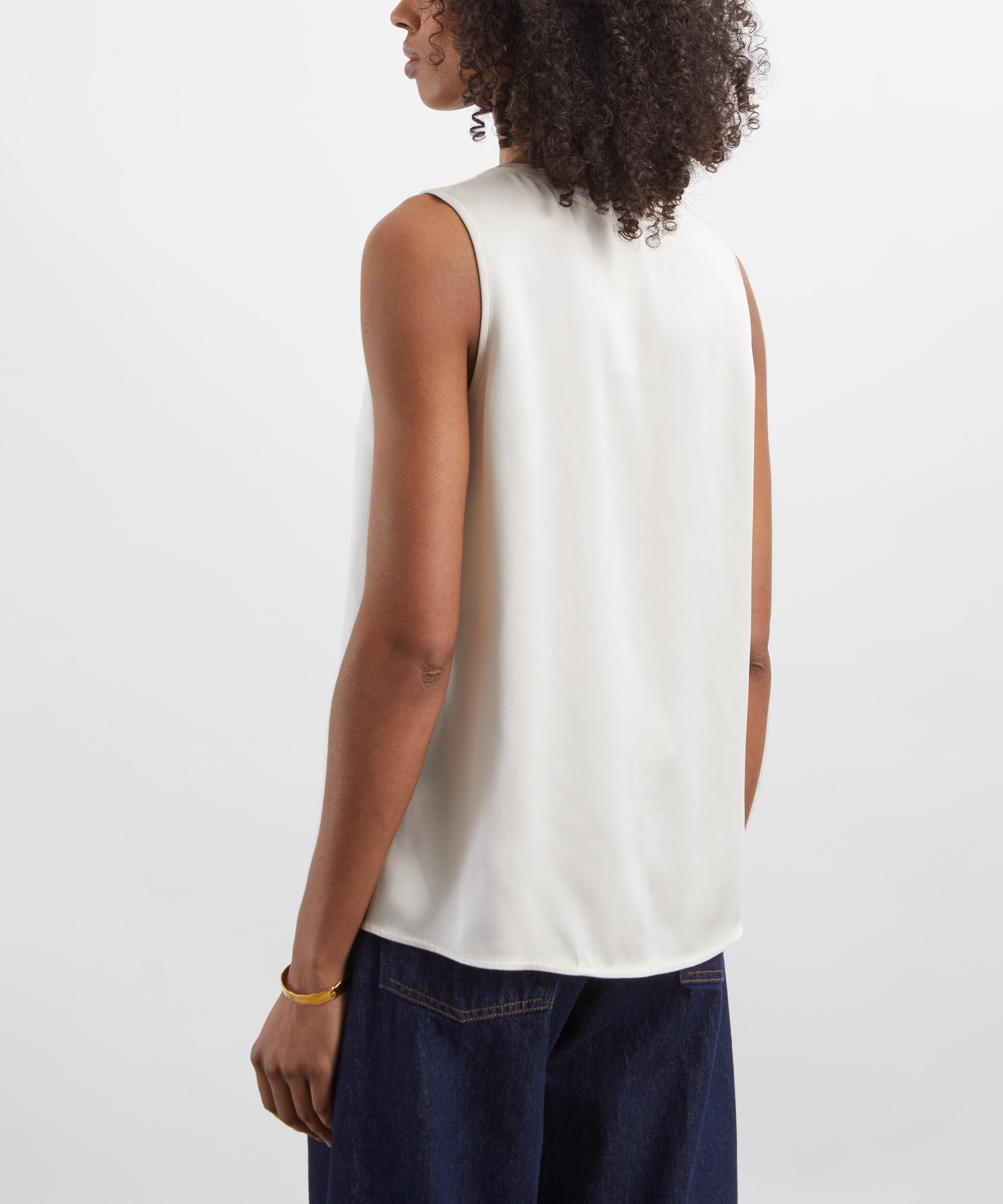 S Max Mara - Estri Ivory Satin Sleeveless Top image number 3