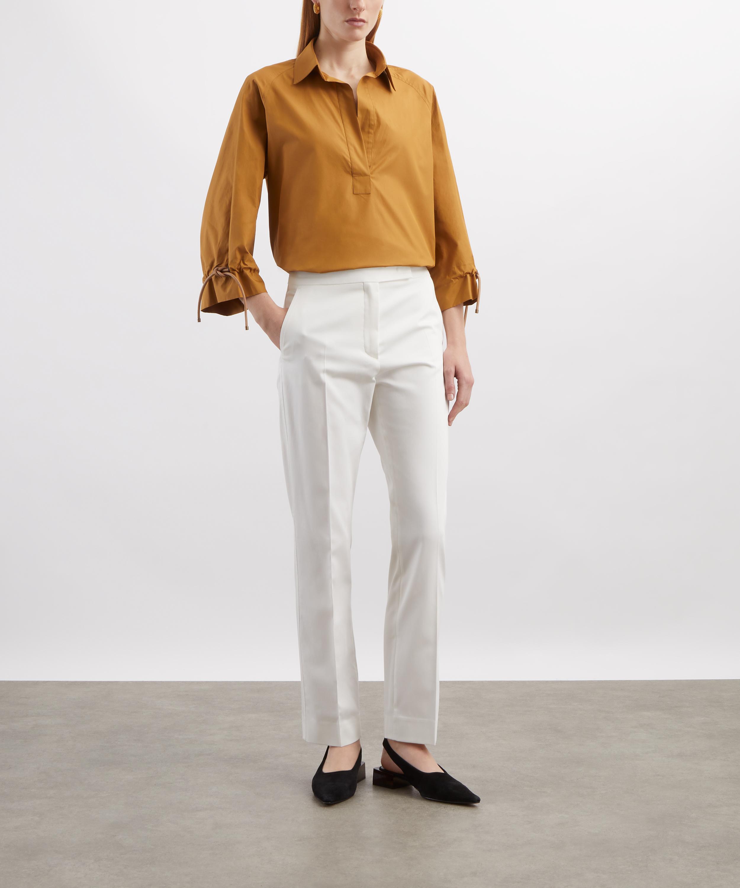 Max Mara - Okra Satin Slim-Fit Trousers image number 1