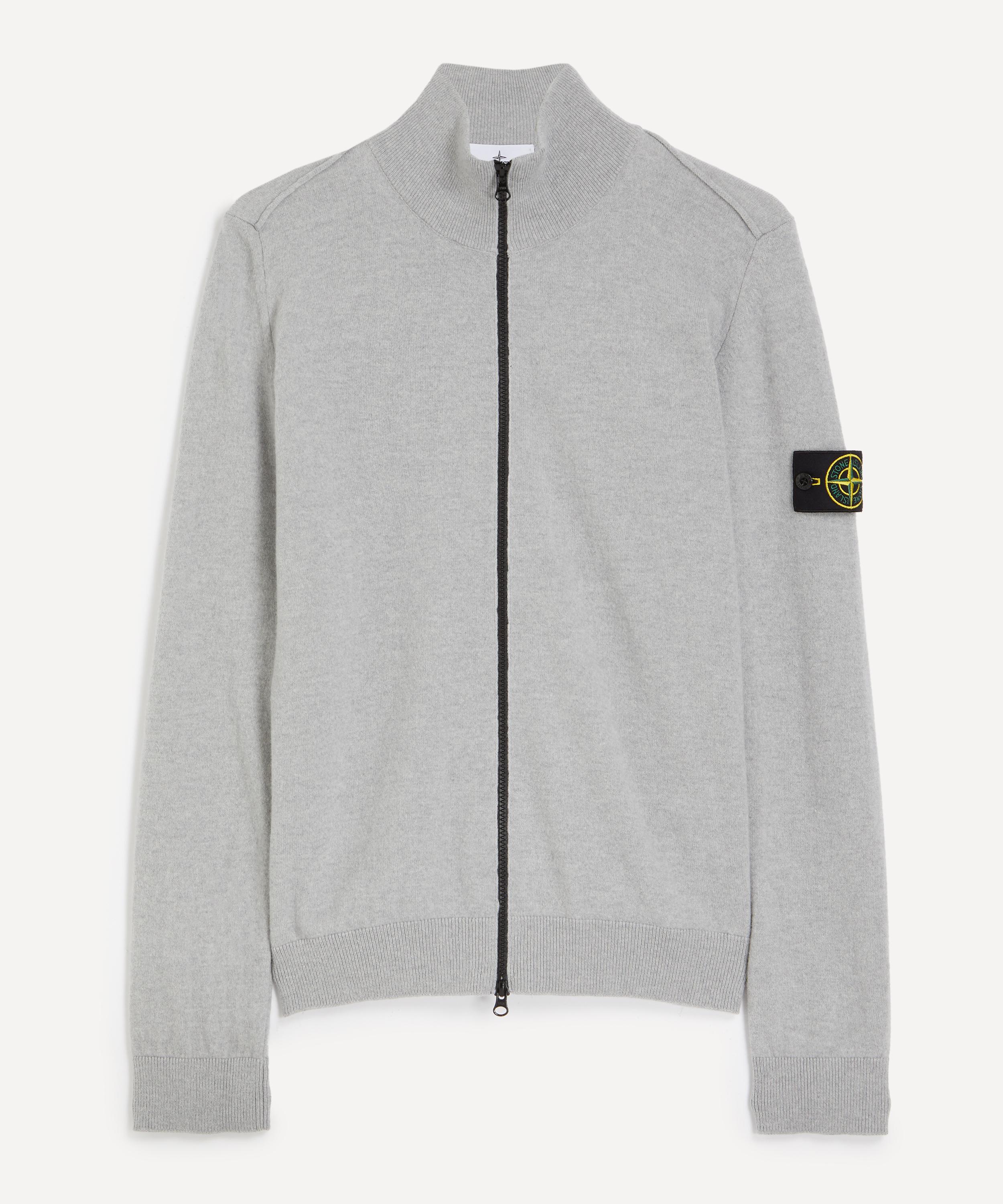 Stone Island - Melange Pearl Grey Zip-Up Wool Cardigan