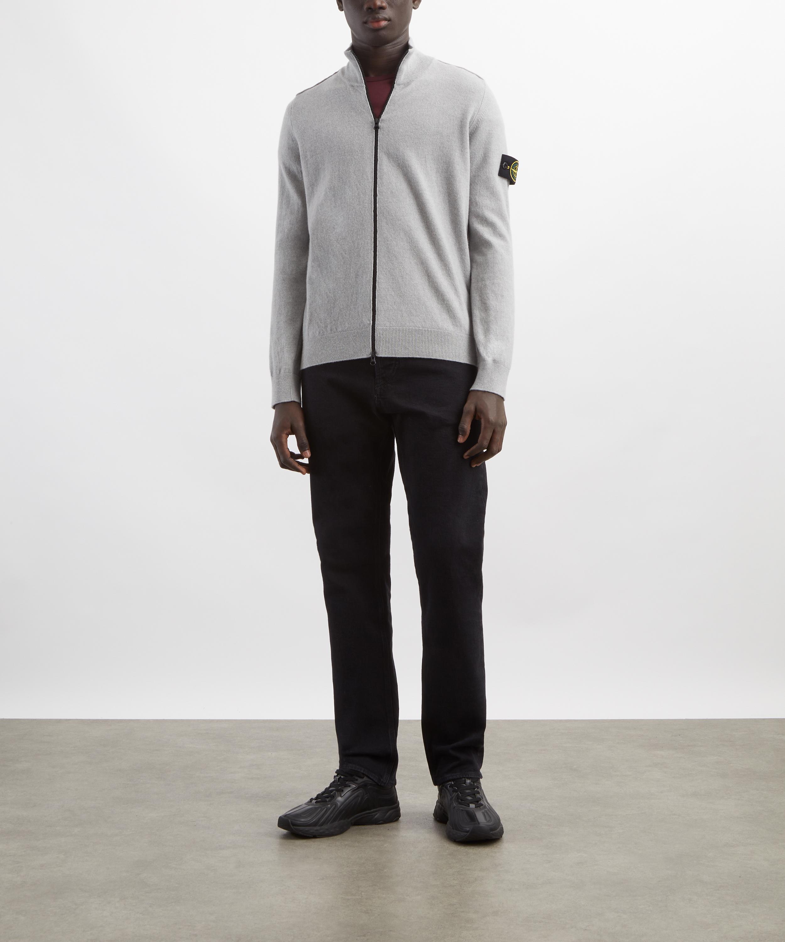 Stone Island - Melange Pearl Grey Zip-Up Wool Cardigan image number 1