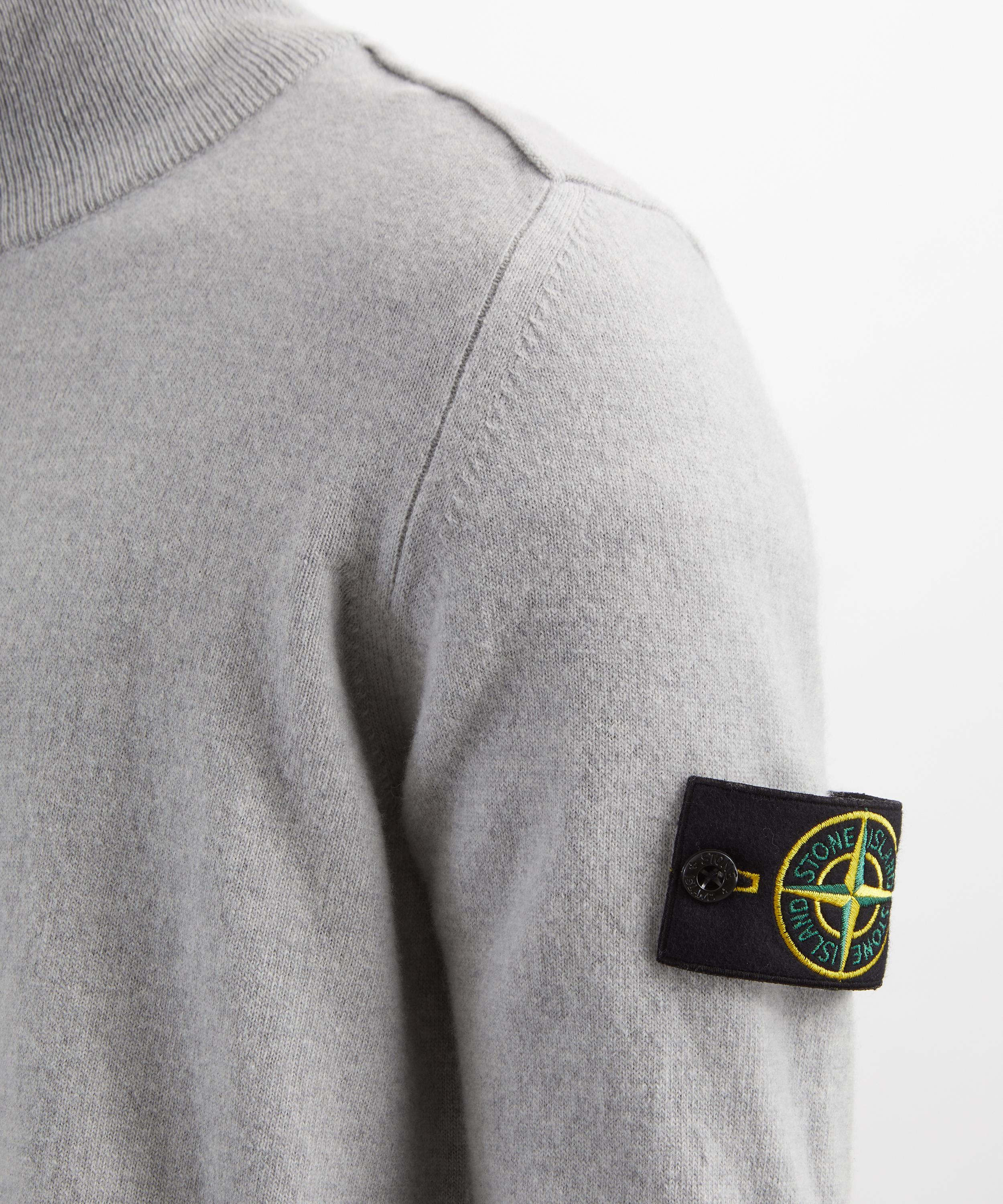 Stone Island - Melange Pearl Grey Zip-Up Wool Cardigan image number 4