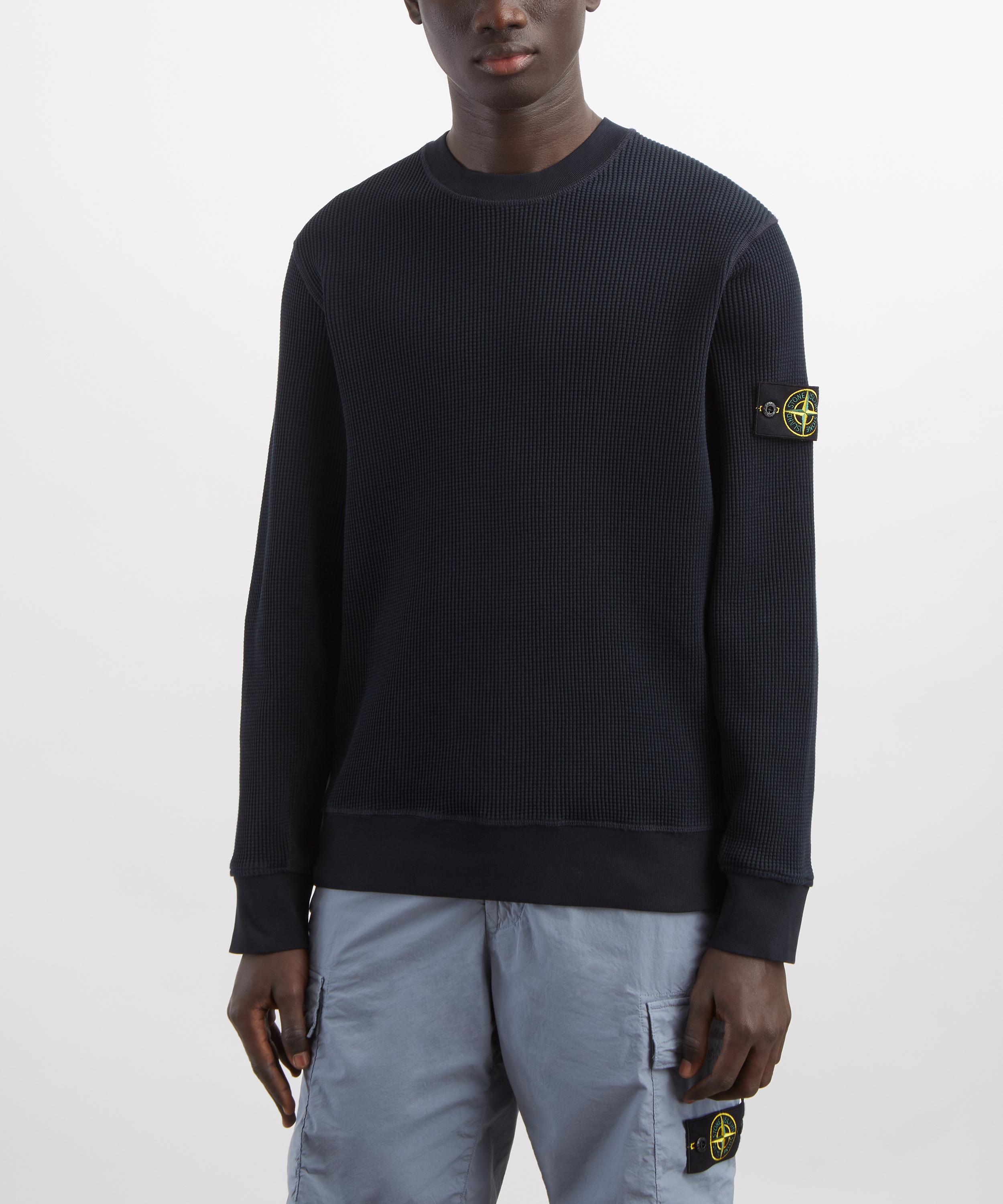 Stone Island - Navy Cotton Waffle Fleece Sweatshirt image number 2