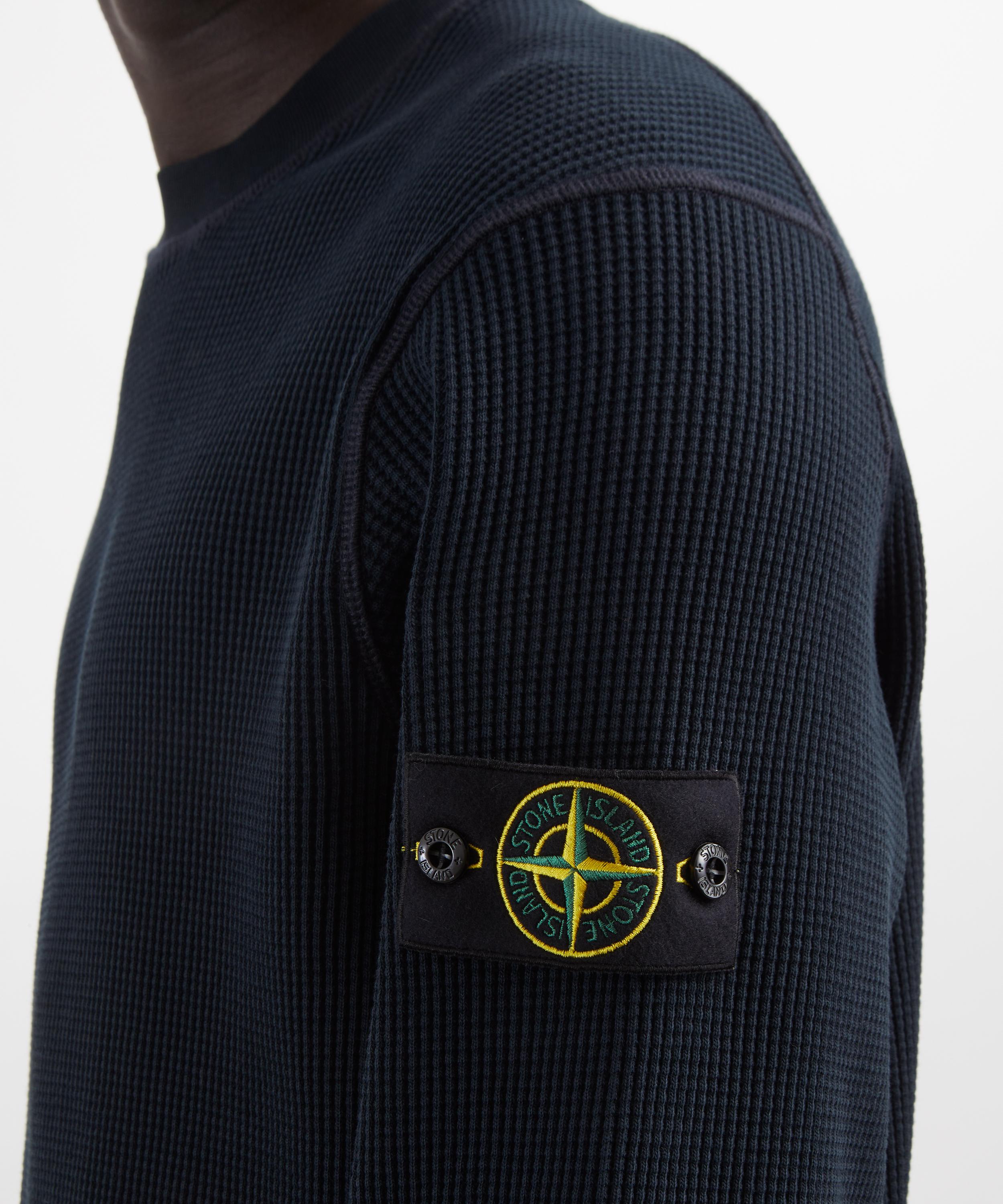 Stone Island - Navy Cotton Waffle Fleece Sweatshirt image number 4