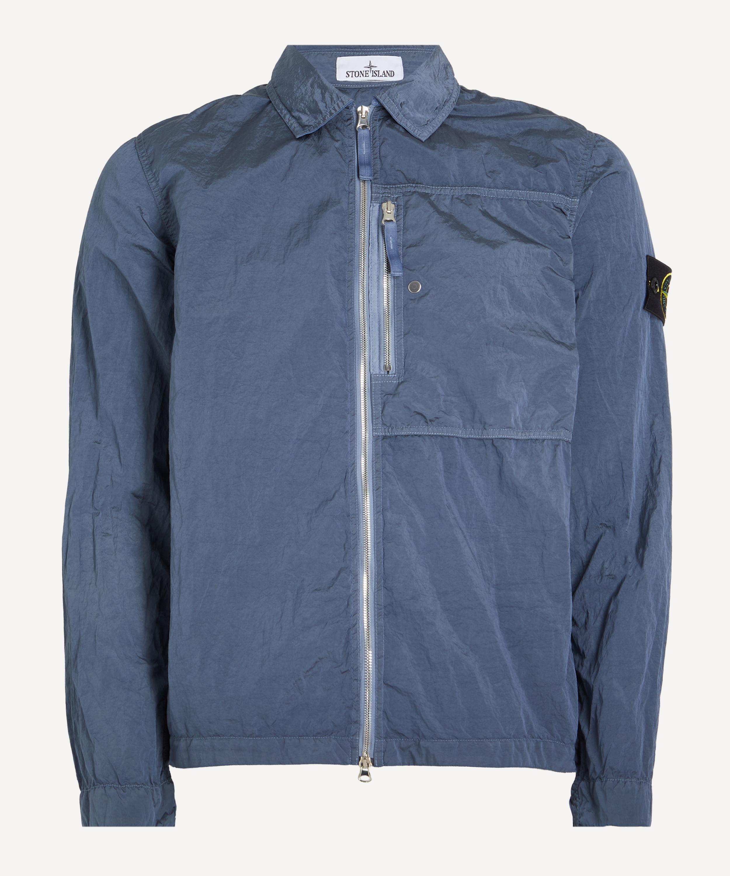Stone Island - Blue Crinkled-Shell Overshirt
