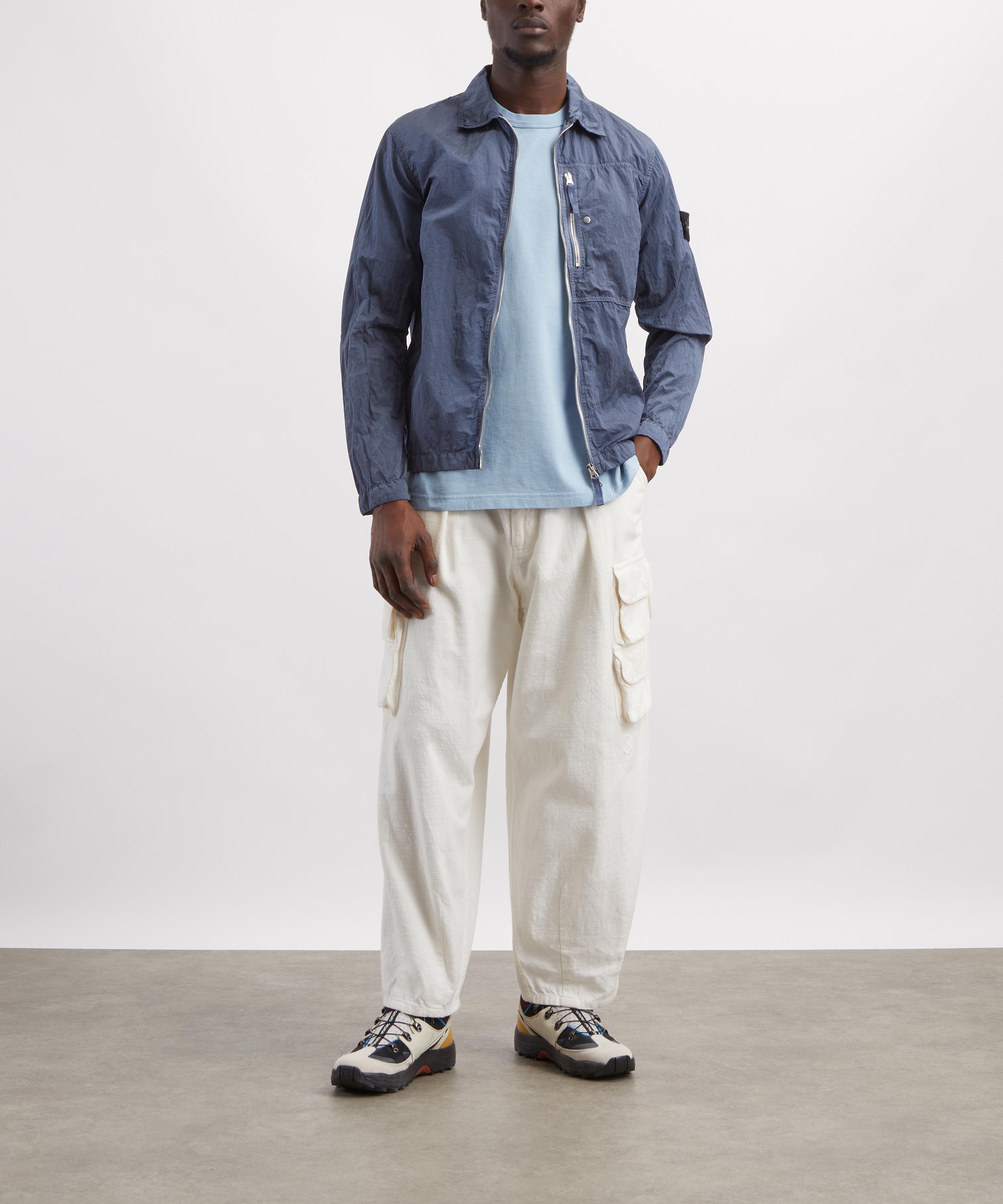 Stone Island - Blue Crinkled-Shell Overshirt image number 1