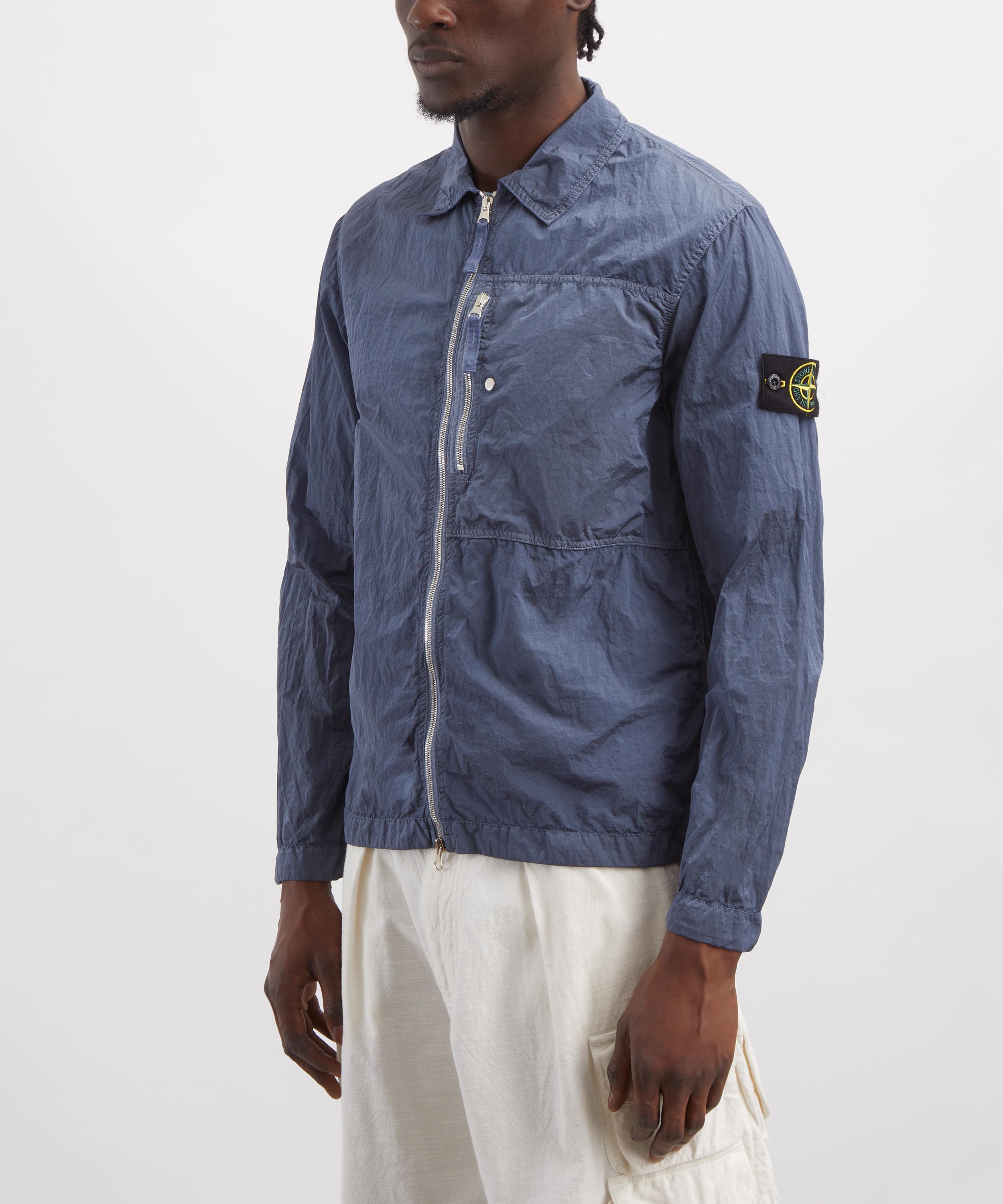 Stone Island - Blue Crinkled-Shell Overshirt image number 2