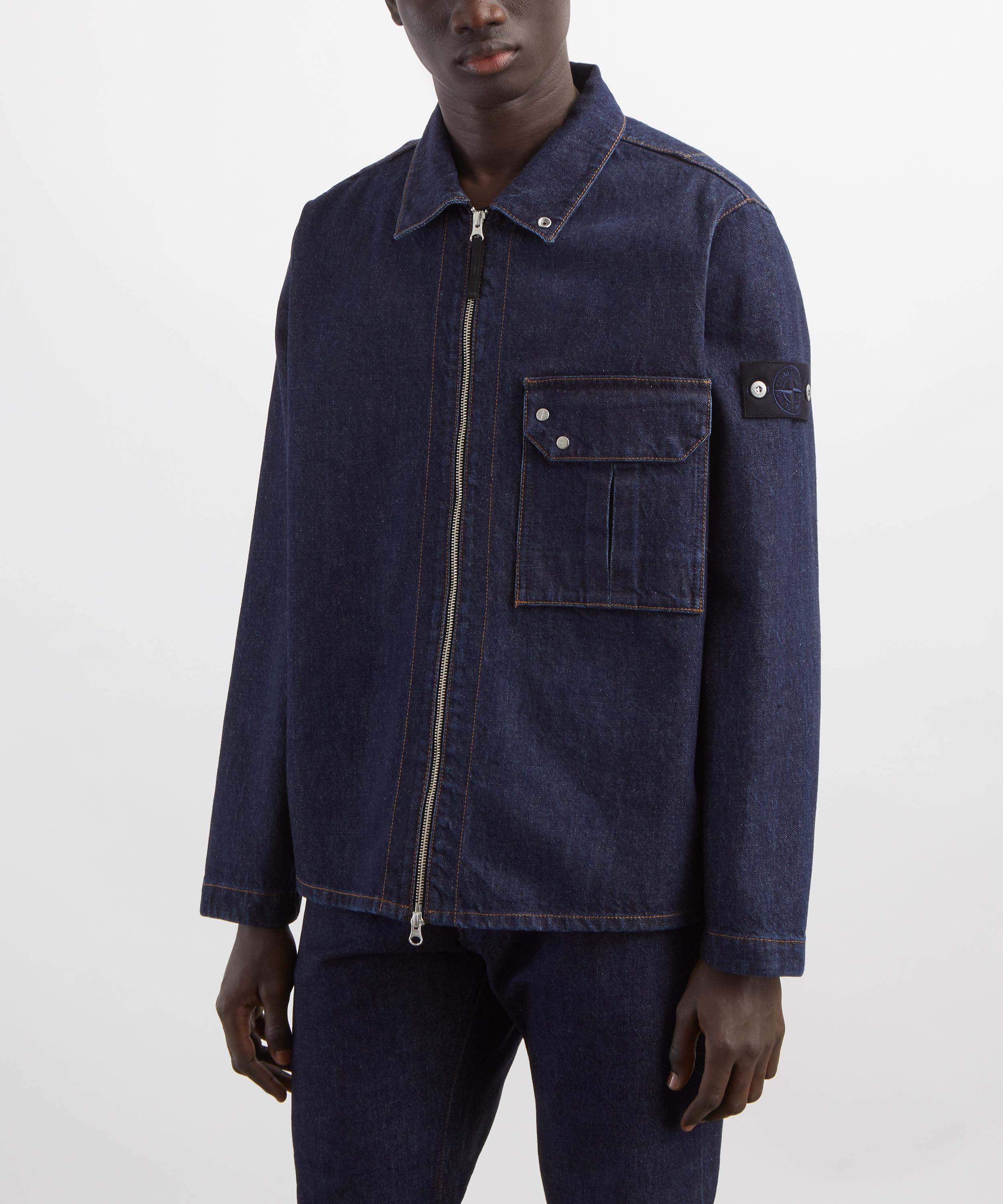Stone Island - Contrast-Stitching Zip Denim Overshirt image number 2