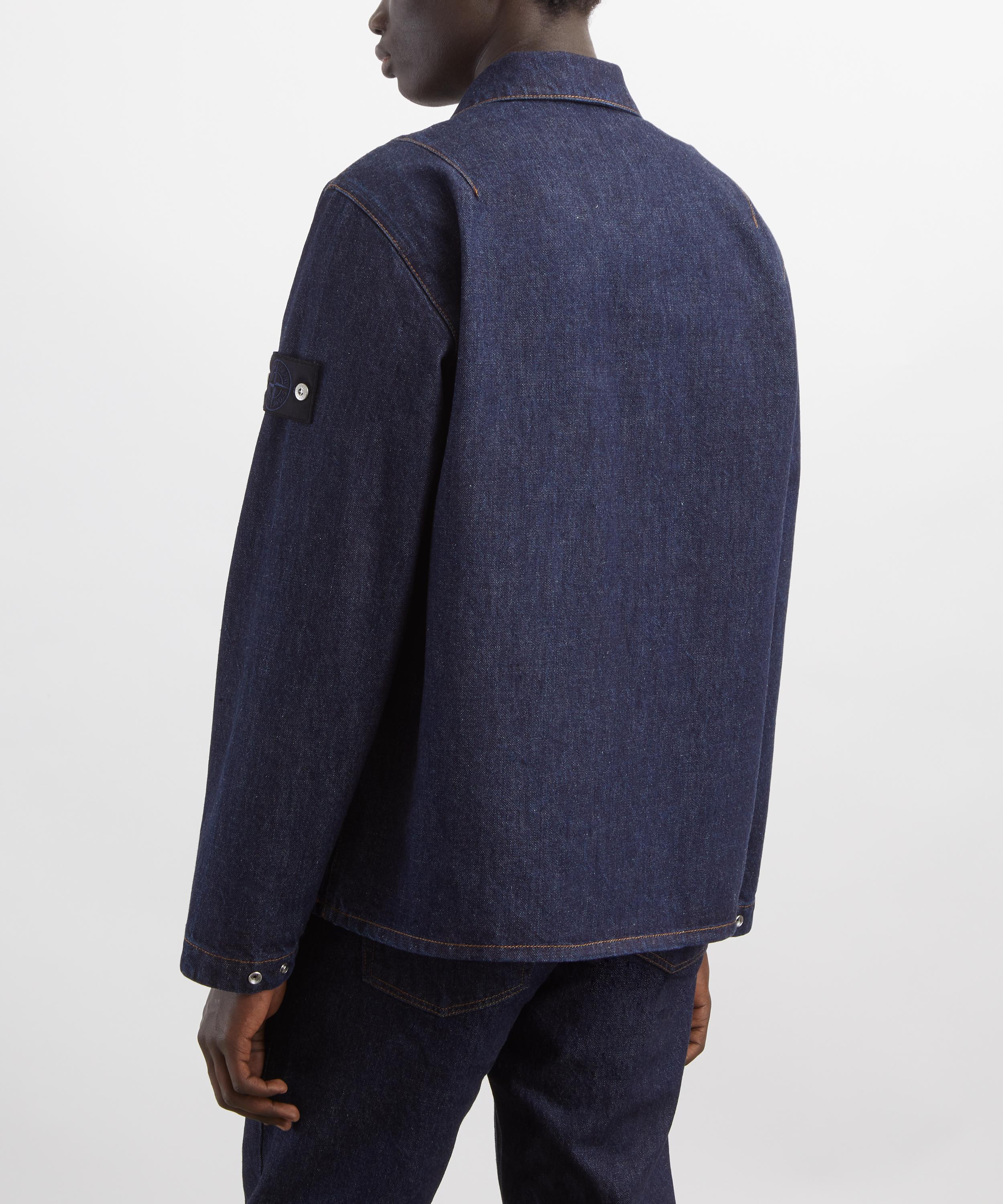 Stone Island - Contrast-Stitching Zip Denim Overshirt image number 3