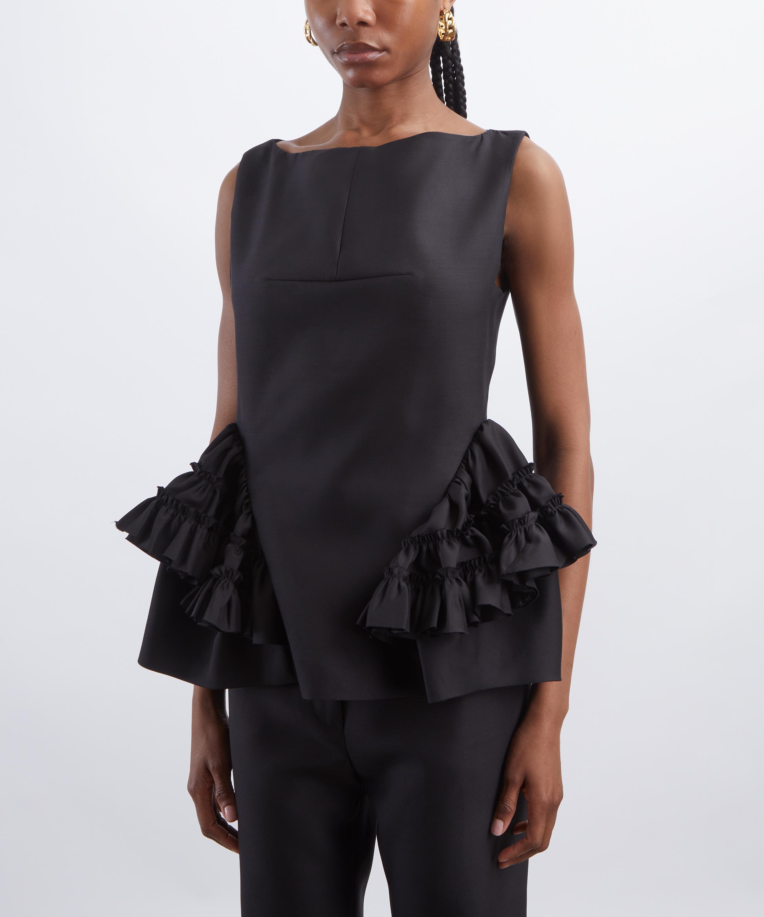 Dries Van Noten - Black Ruffled Peplum Top image number 2