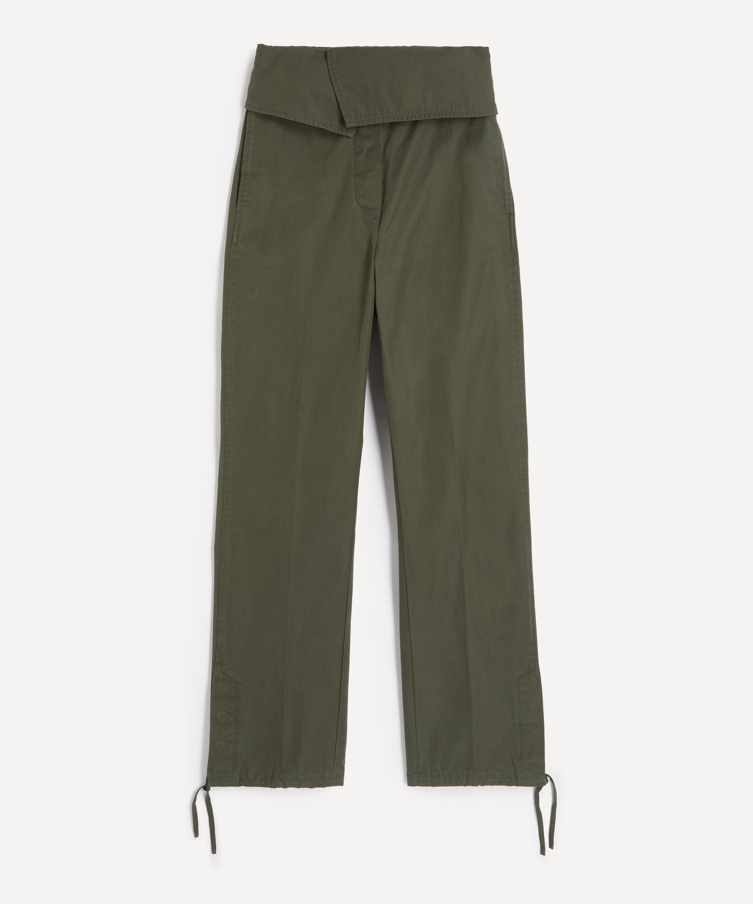 Dries Van Noten - Khaki Fold-Over Twill Trousers