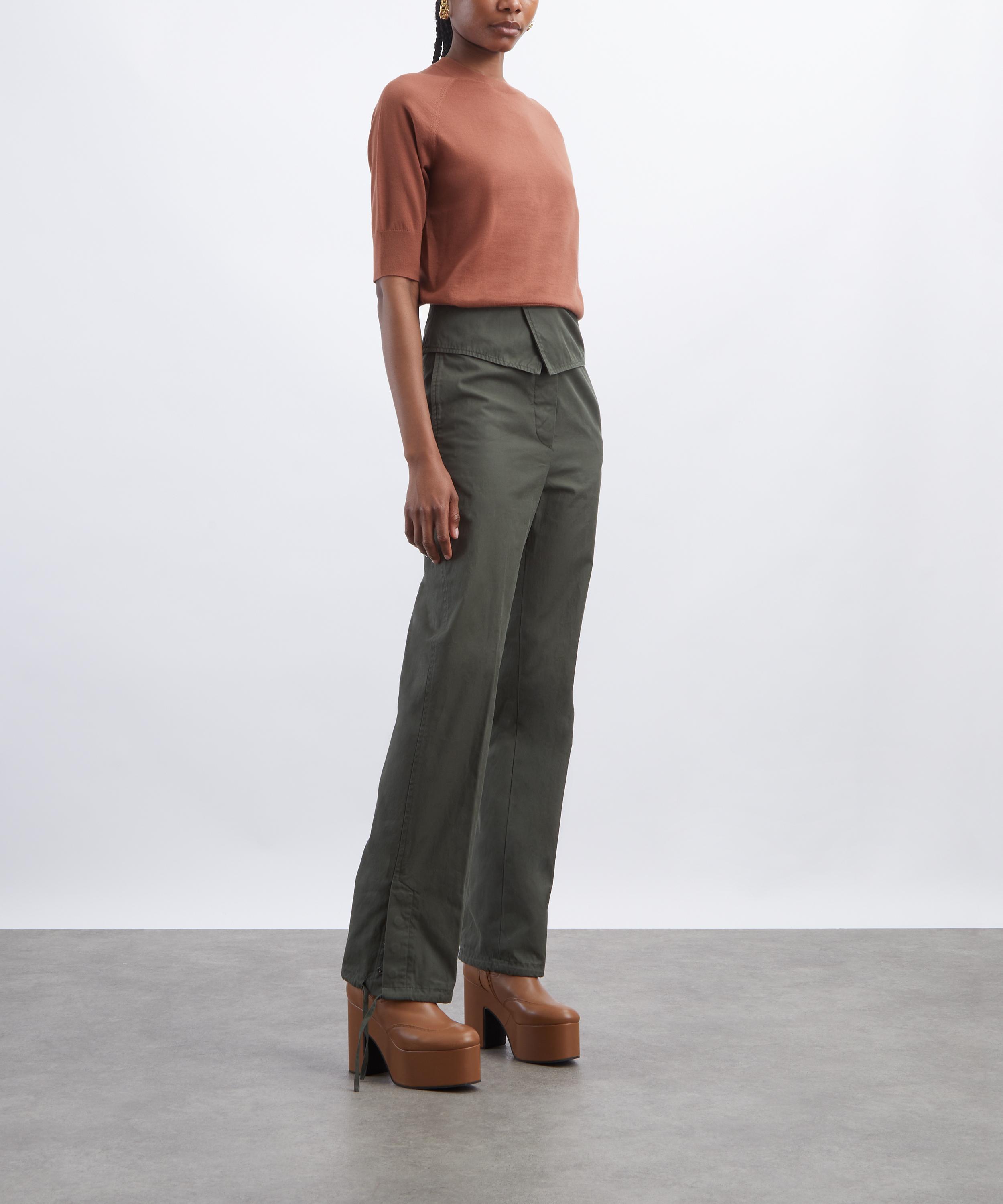 Dries Van Noten - Khaki Fold-Over Twill Trousers image number 1