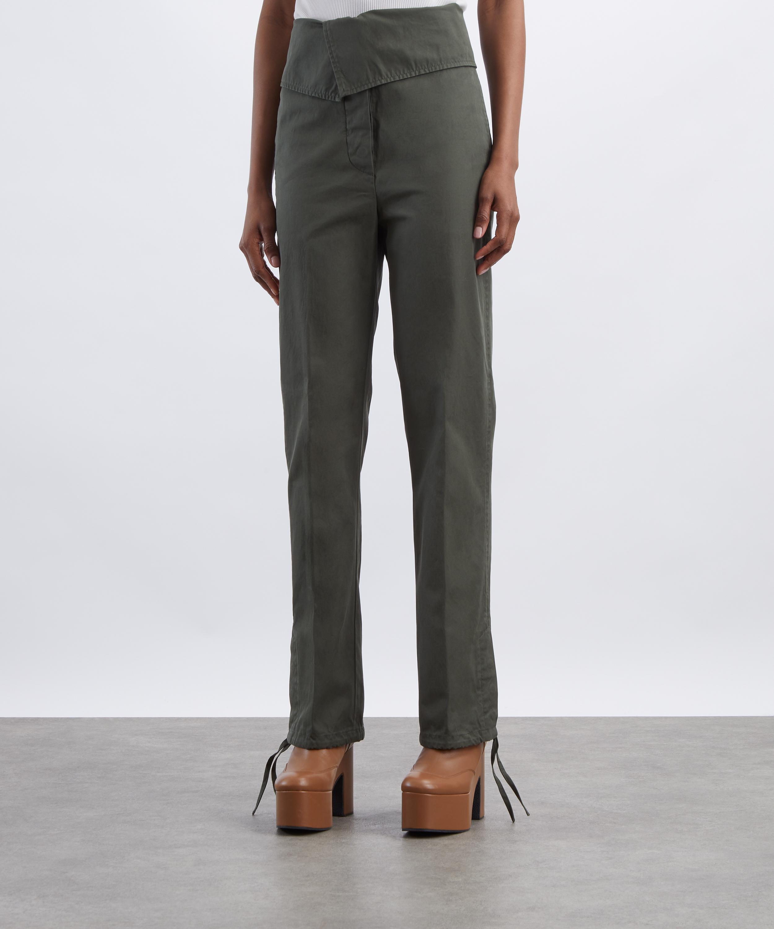 Dries Van Noten - Khaki Fold-Over Twill Trousers image number 2