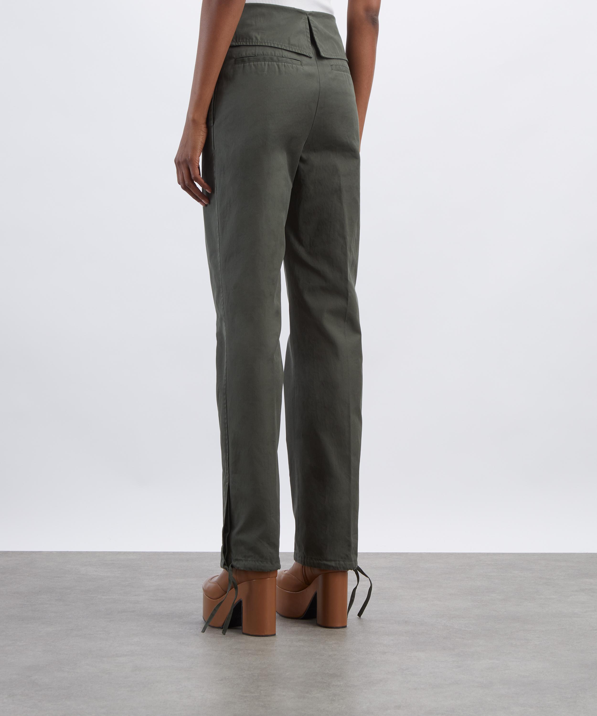 Dries Van Noten - Khaki Fold-Over Twill Trousers image number 3