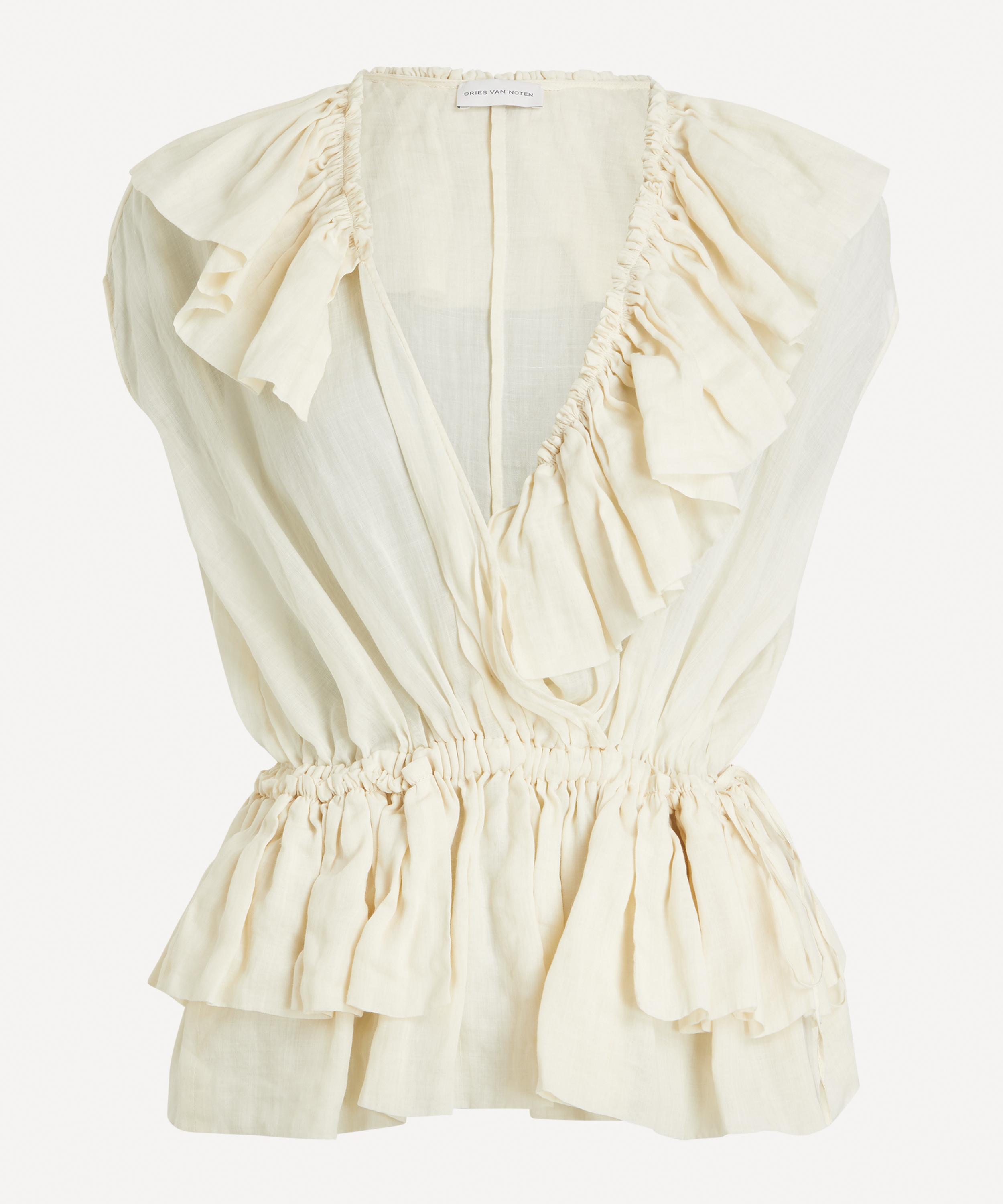 Dries Van Noten - Ivory Muslin Ruffled Top